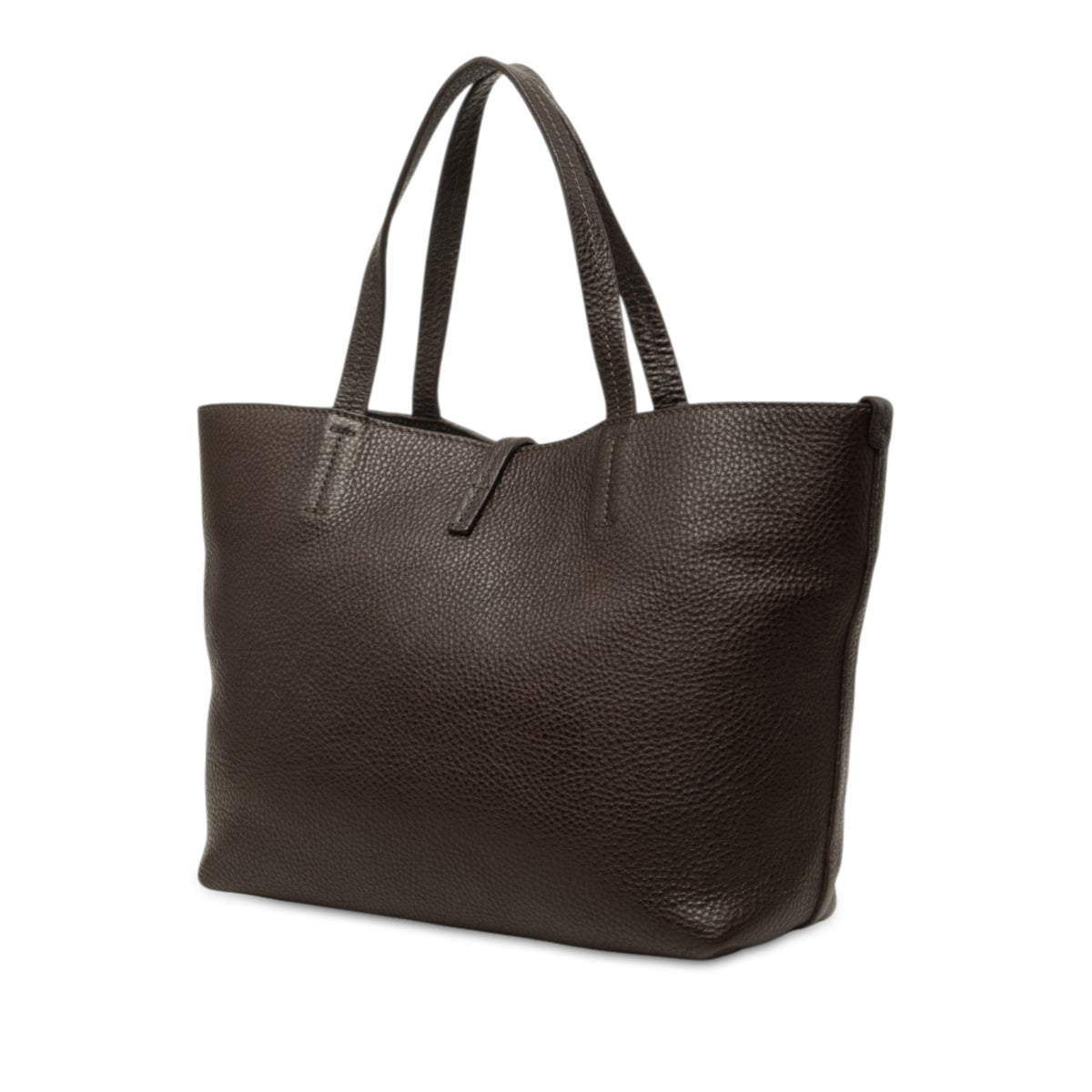 Ferragamo Pebbled Calfskin Gancini Bice Handbag — Brown
