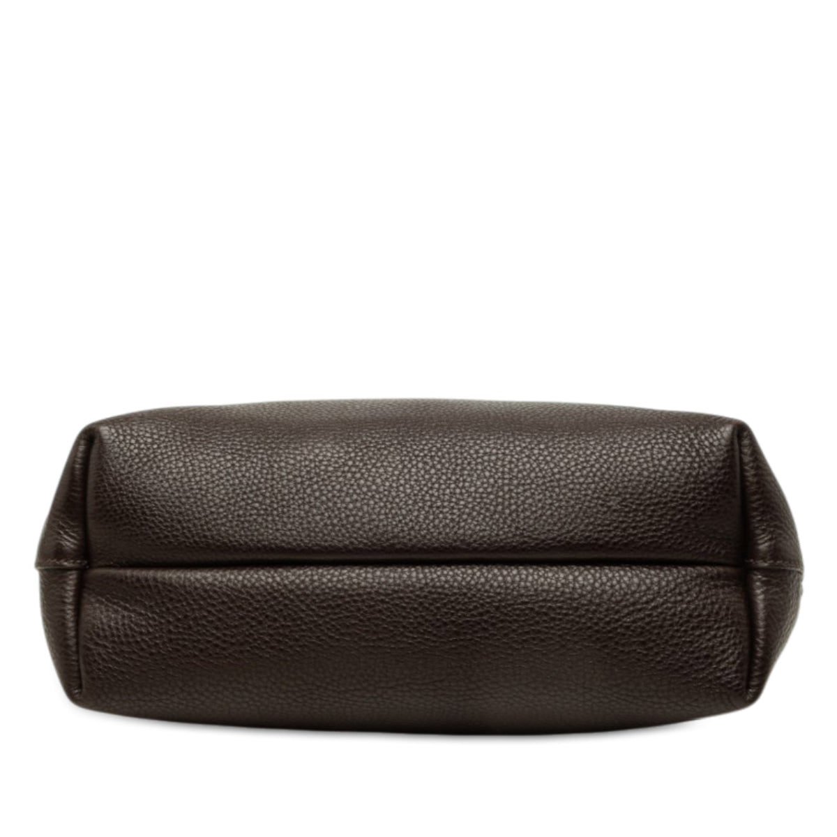 Ferragamo Pebbled Calfskin Gancini Bice Handbag — Brown