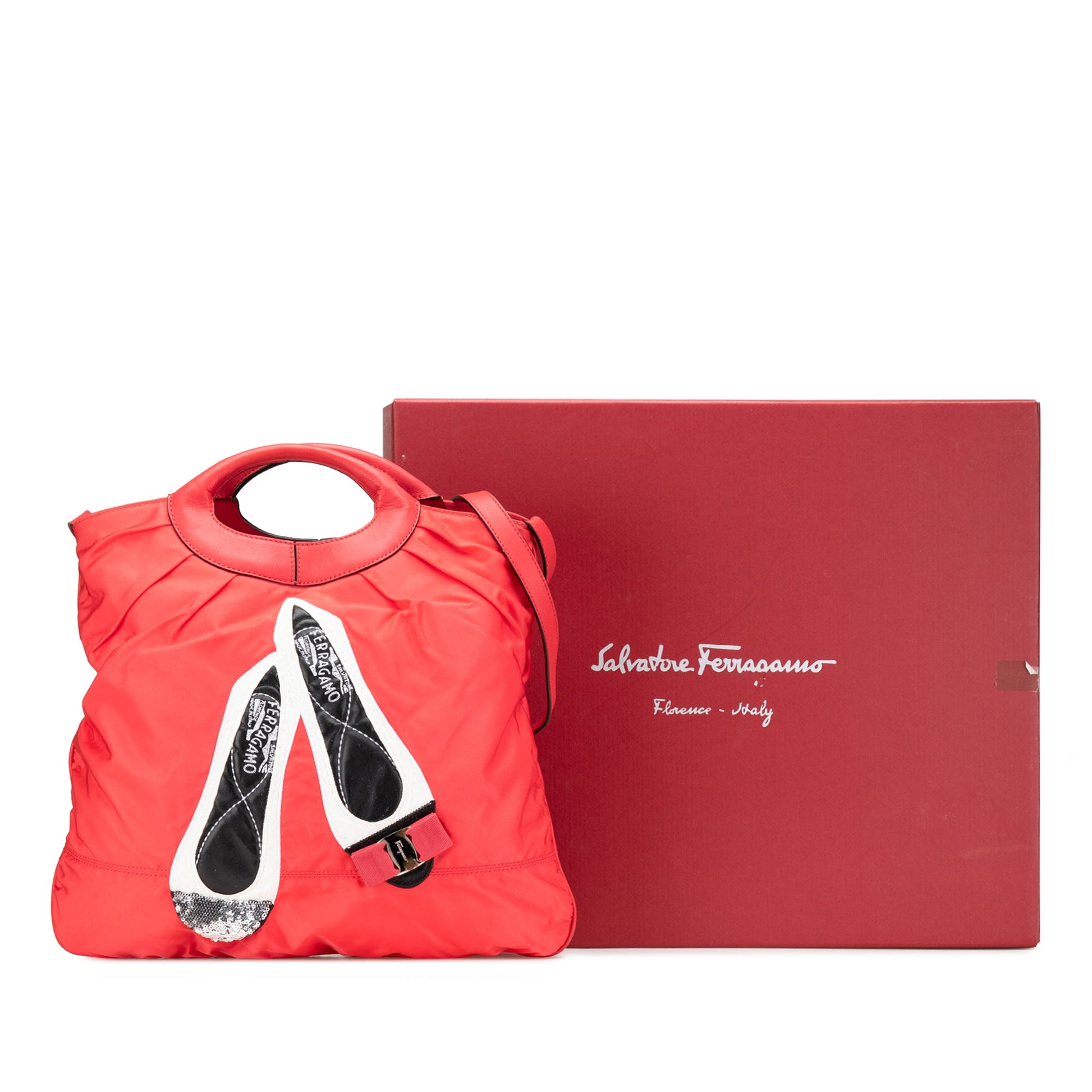 Ferragamo Nylon Vara Shoes Satchel