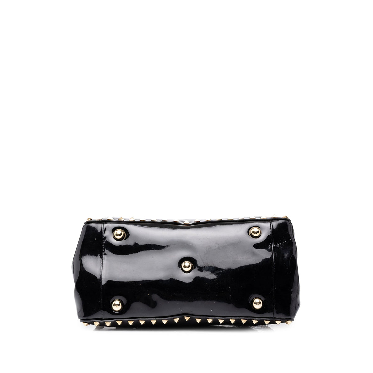 Valentino Patent Rockstud Double Handle Flap Tote — Black