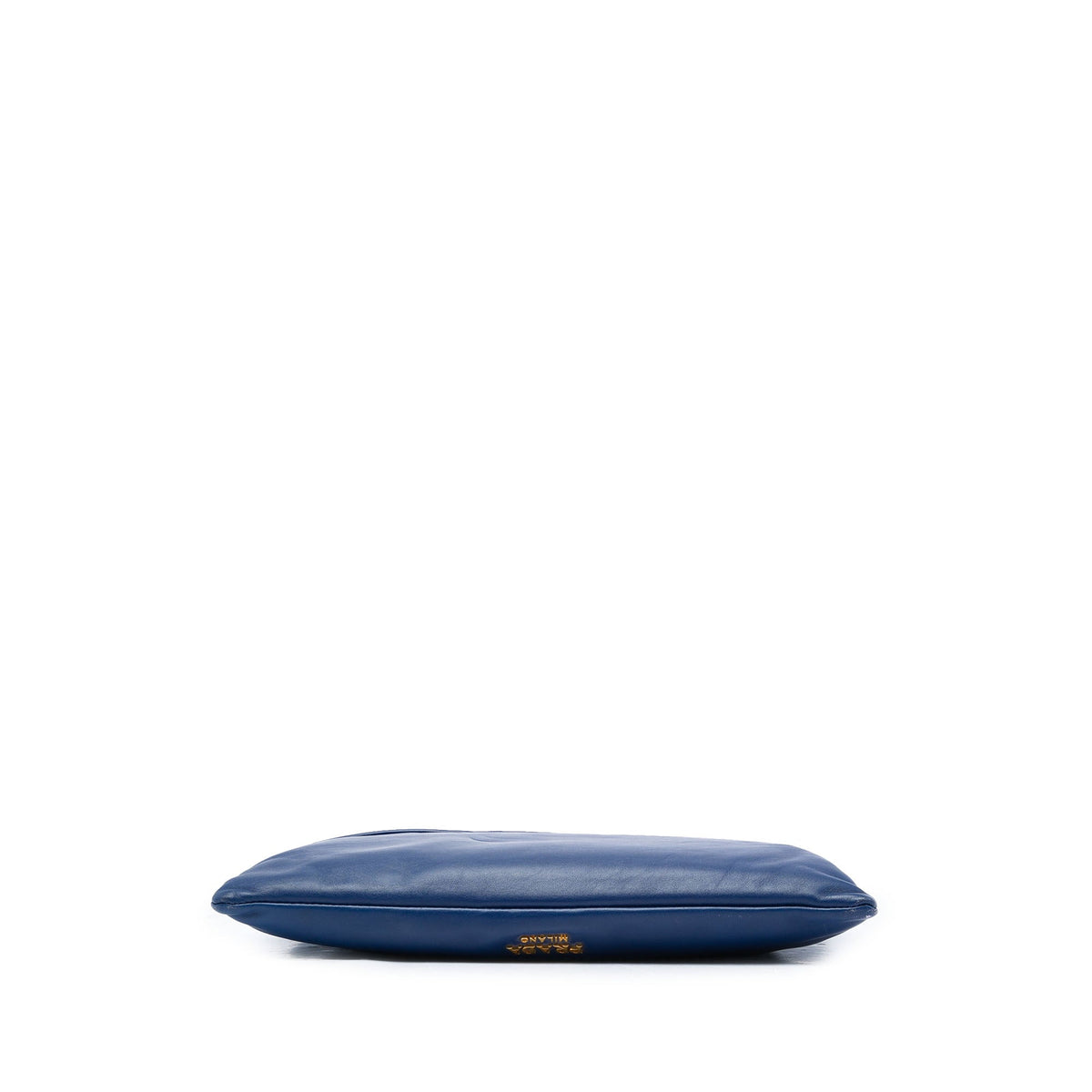 Prada Soft Calf Fold Over Clutch — Blue