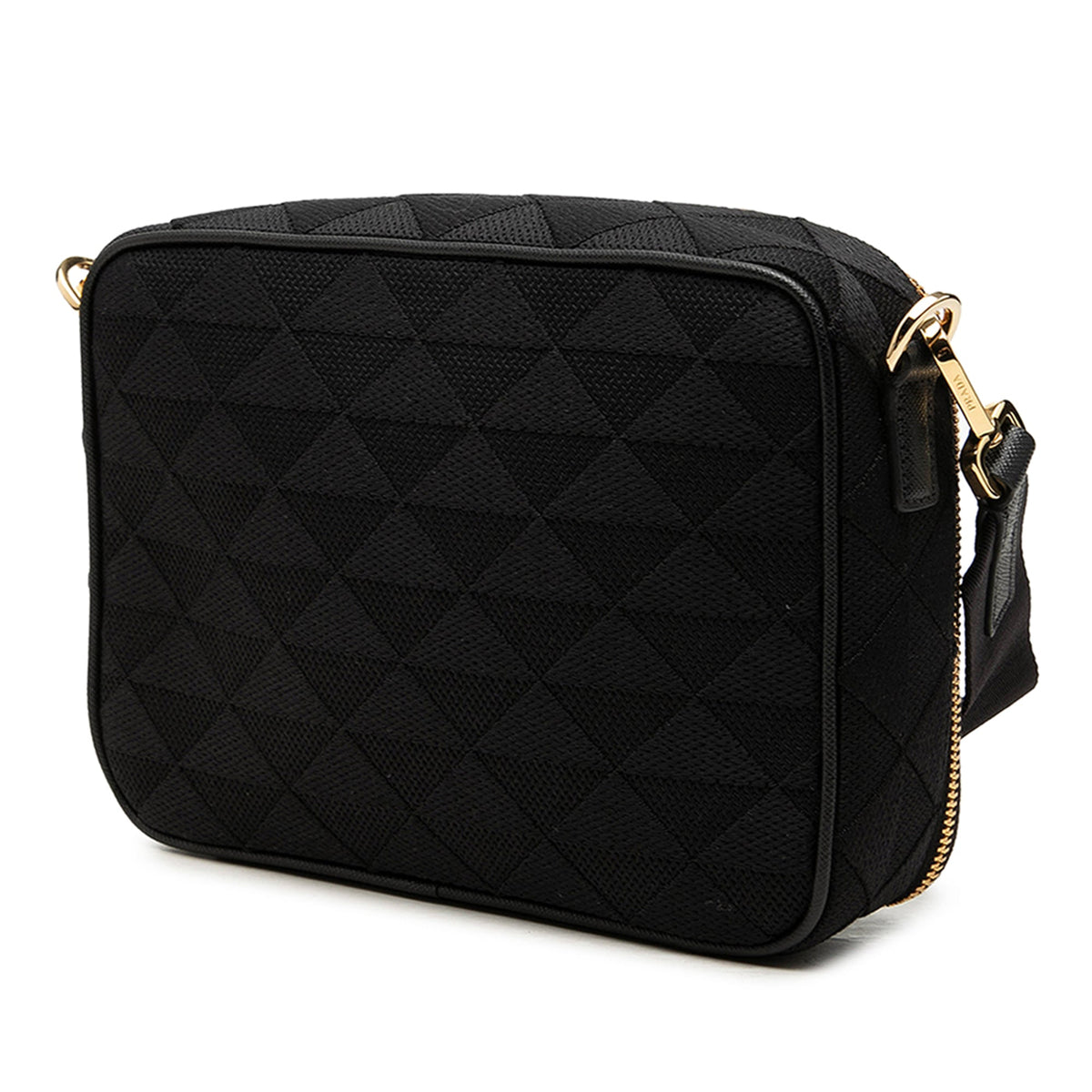 Prada Embroidered Canvas Brique Symbole Crossbody — Black