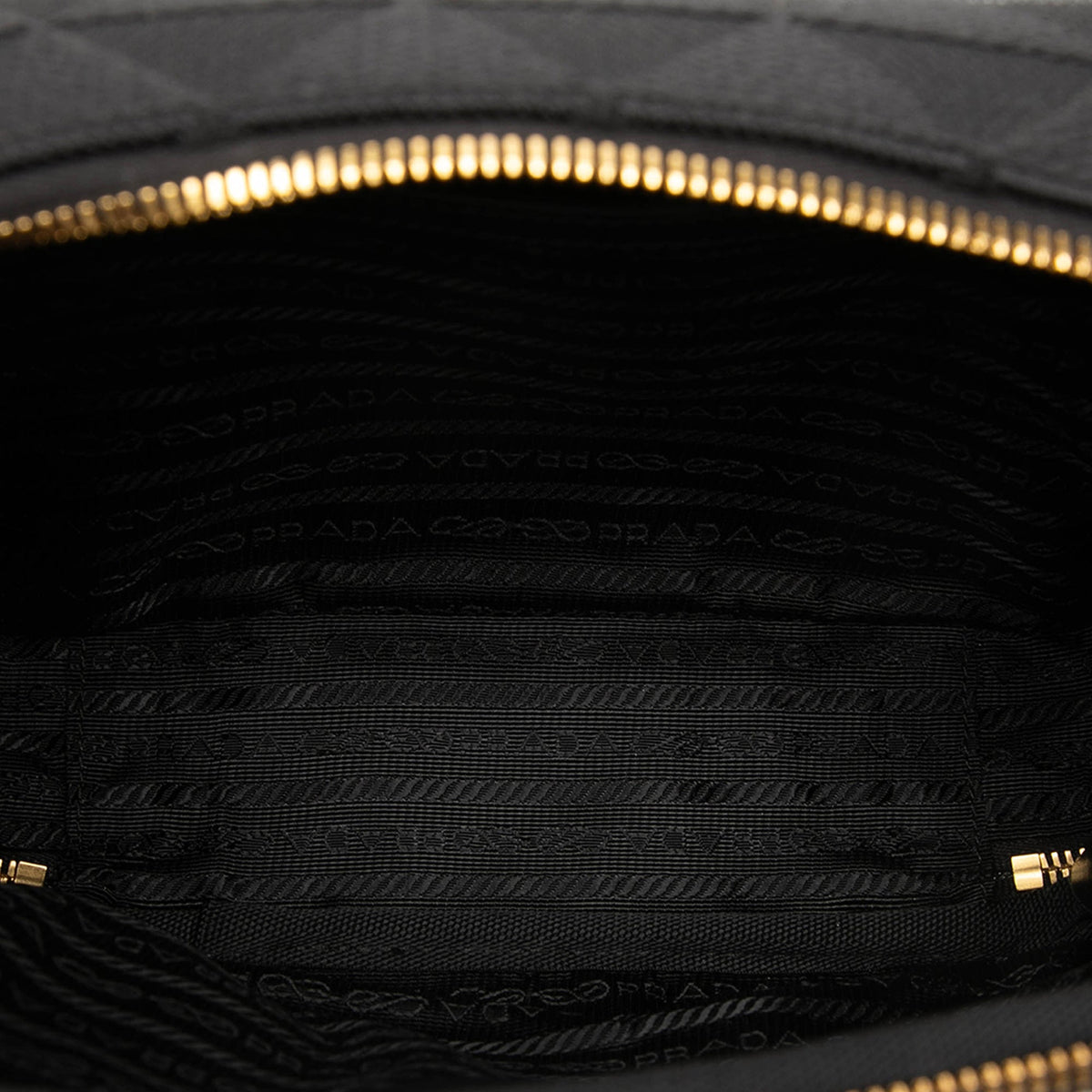Prada Embroidered Canvas Brique Symbole Crossbody — Black