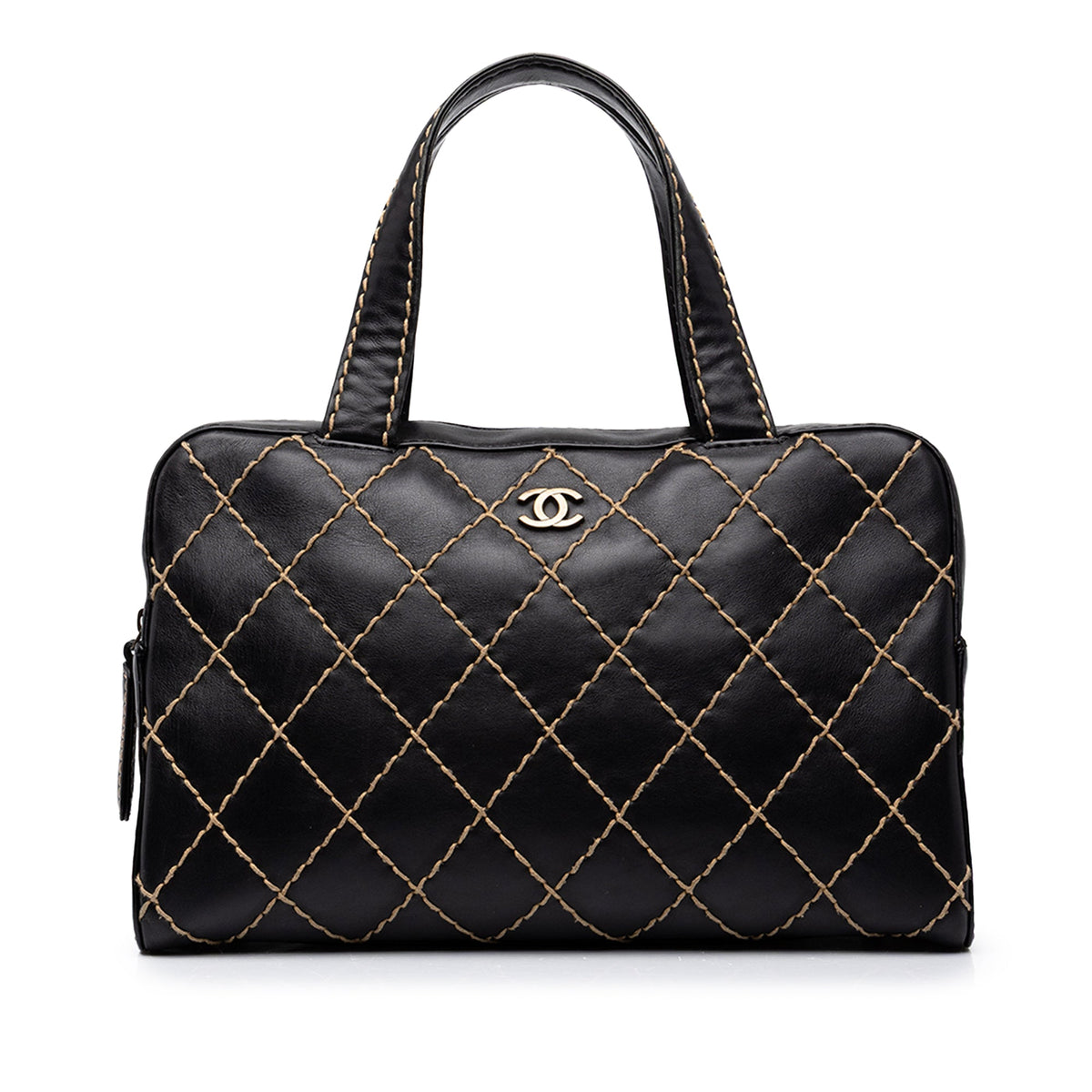 Chanel CC Calfskin Wild Stitch Handbag — Black