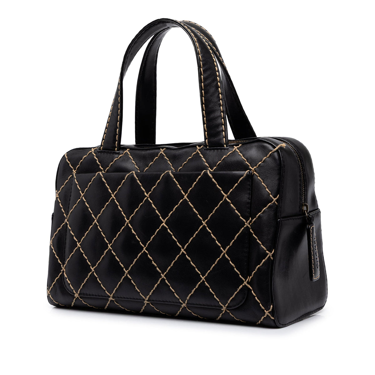 Chanel CC Calfskin Wild Stitch Handbag — Black