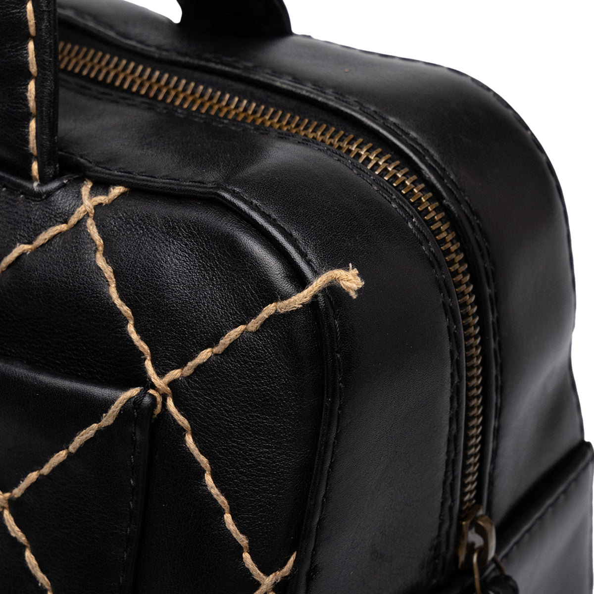 Chanel CC Calfskin Wild Stitch Handbag — Black