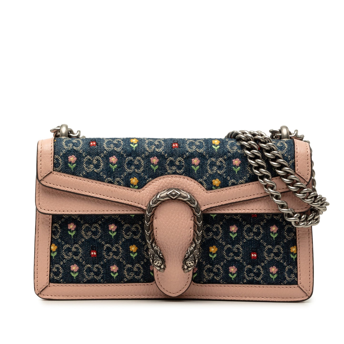 Gucci Limited Edition Medium GG Denim Embroidered Floral Dionysus Crossbody