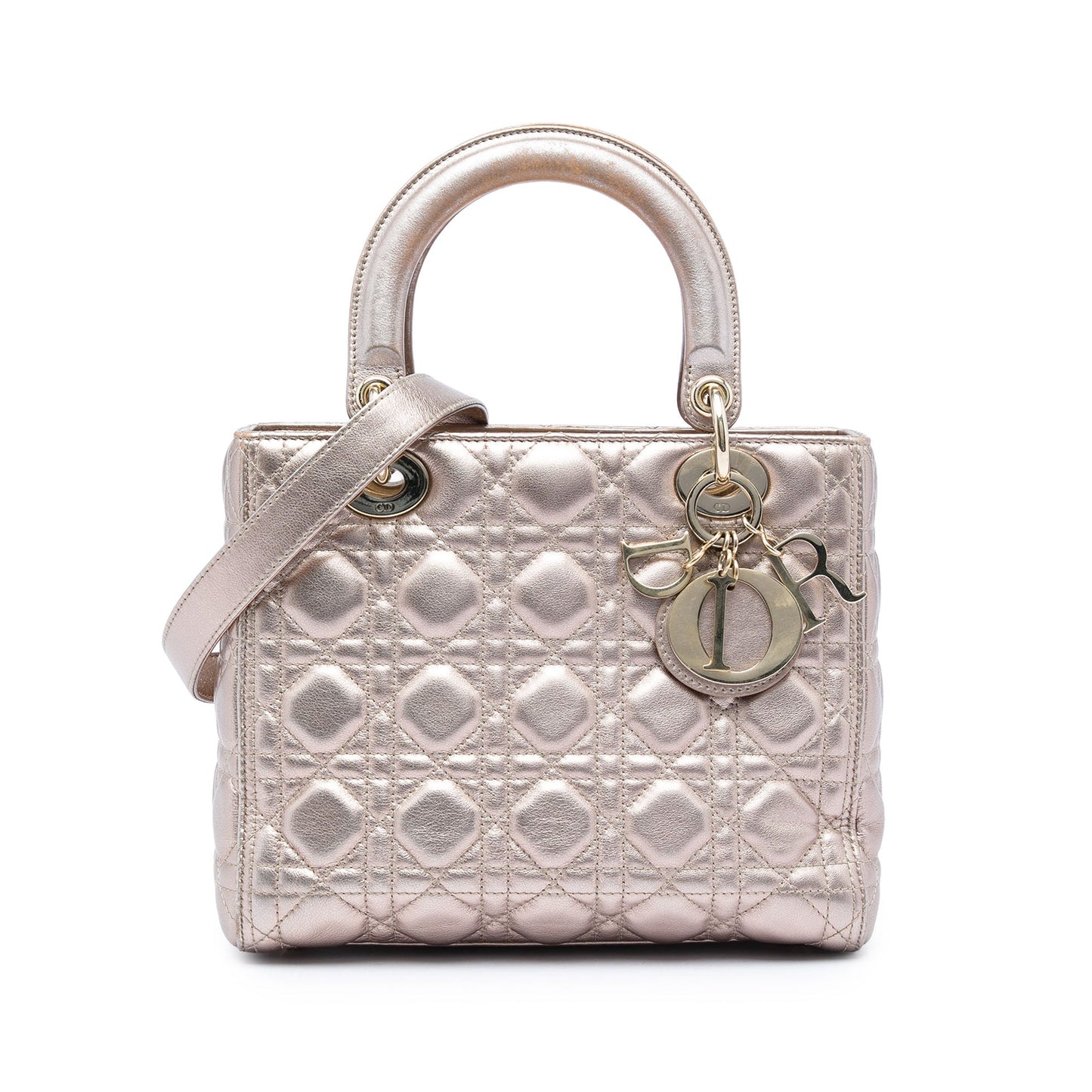 Dior Medium Metallic Lambskin Cannage Lady Dior