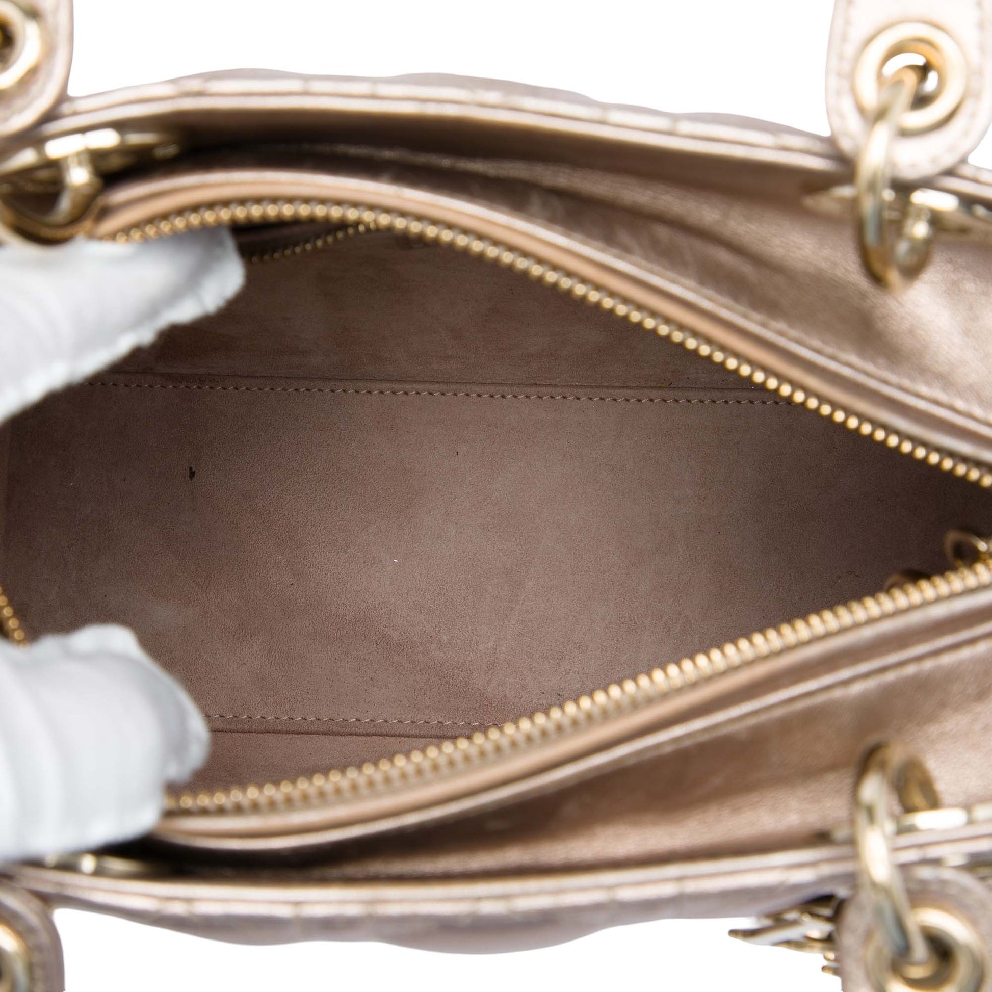 Dior Medium Metallic Lambskin Cannage Lady Dior