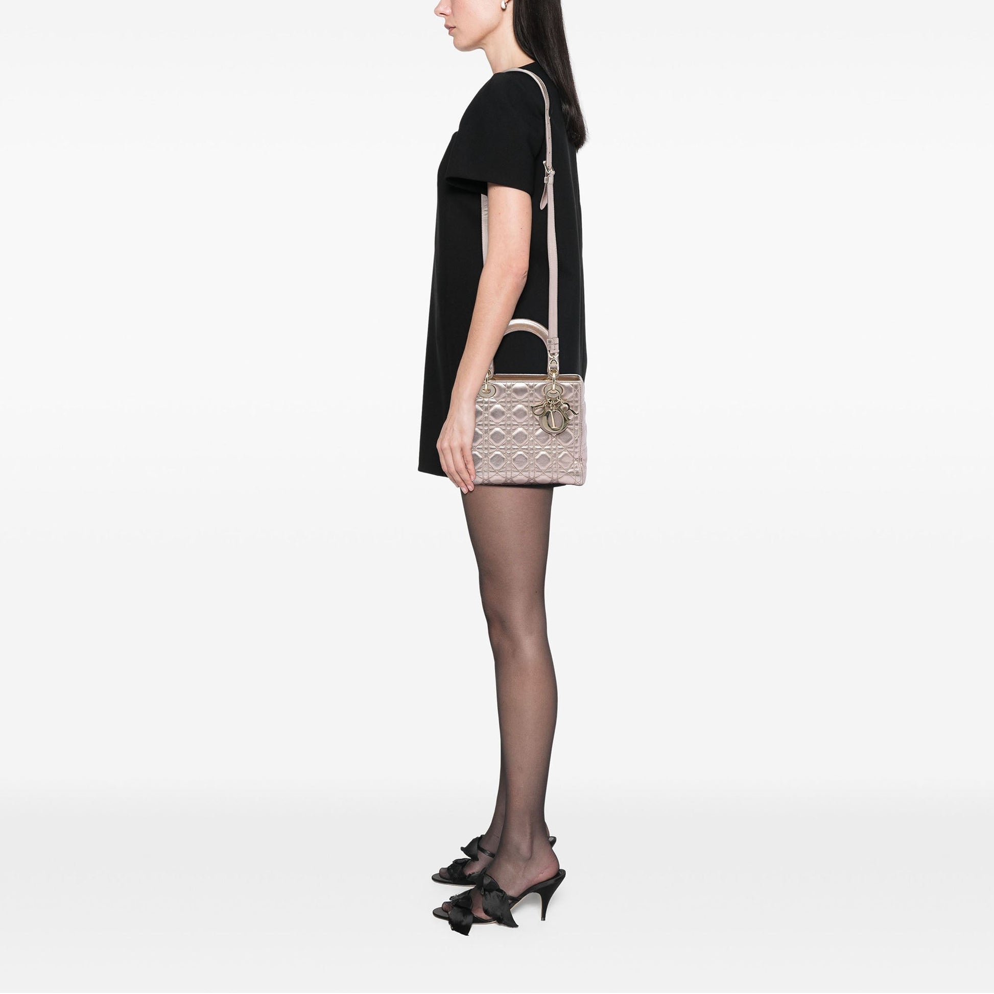 Dior Medium Metallic Lambskin Cannage Lady Dior