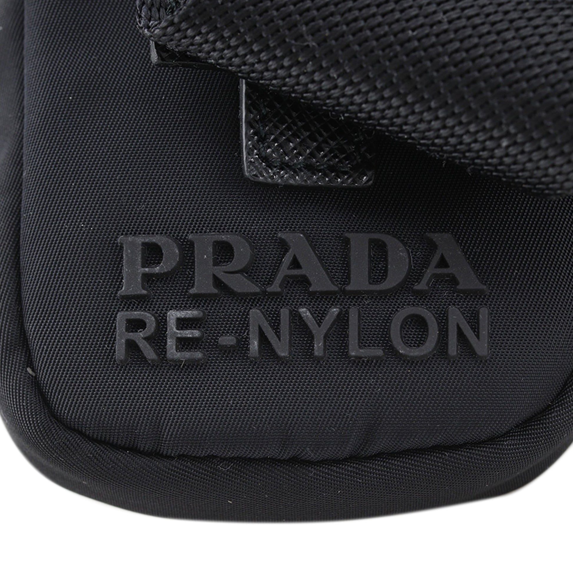 Prada Saffiano Trimmed Re Nylon Zip Double Buckle Messenger Bag