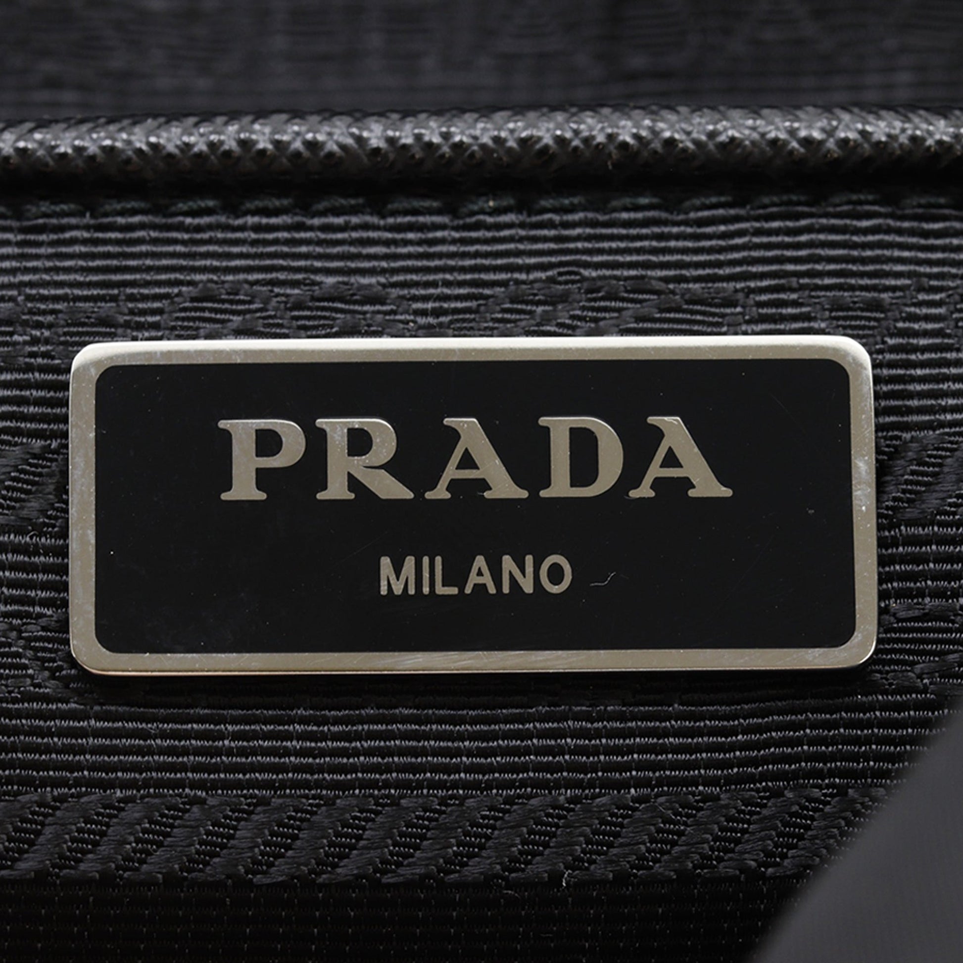 Prada Saffiano Trimmed Re Nylon Zip Double Buckle Messenger Bag