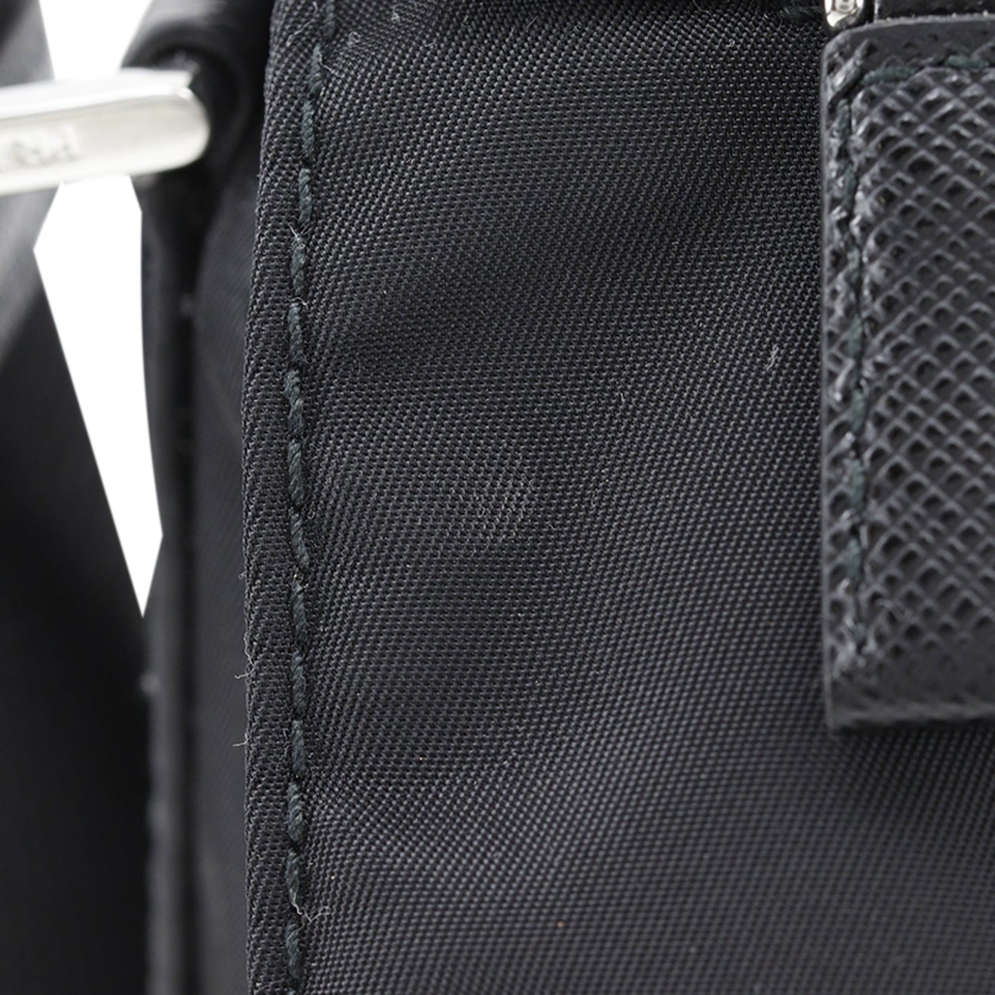 Prada Saffiano Trimmed Re Nylon Zip Double Buckle Messenger Bag