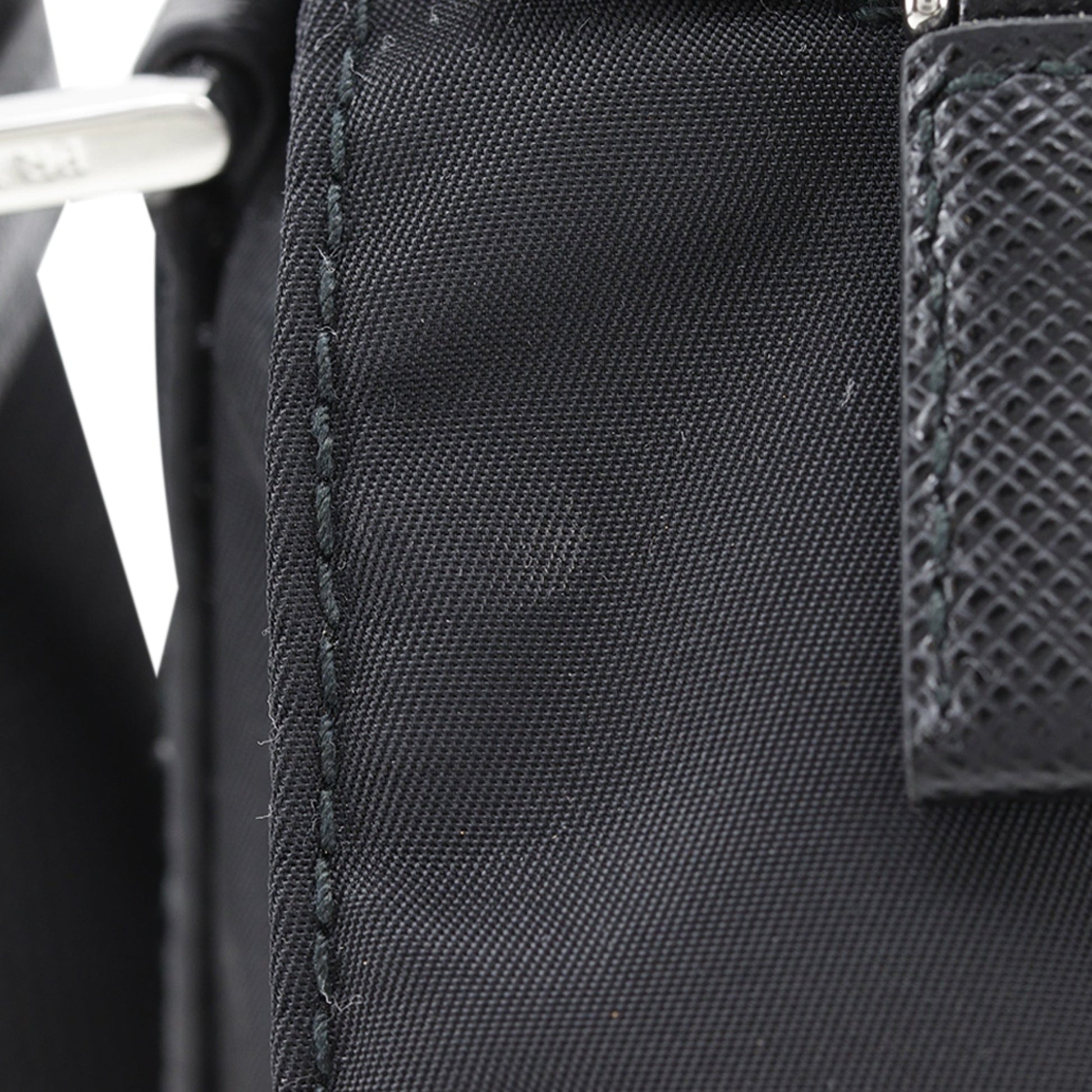 Prada Saffiano Trimmed Re Nylon Zip Double Buckle Messenger Bag