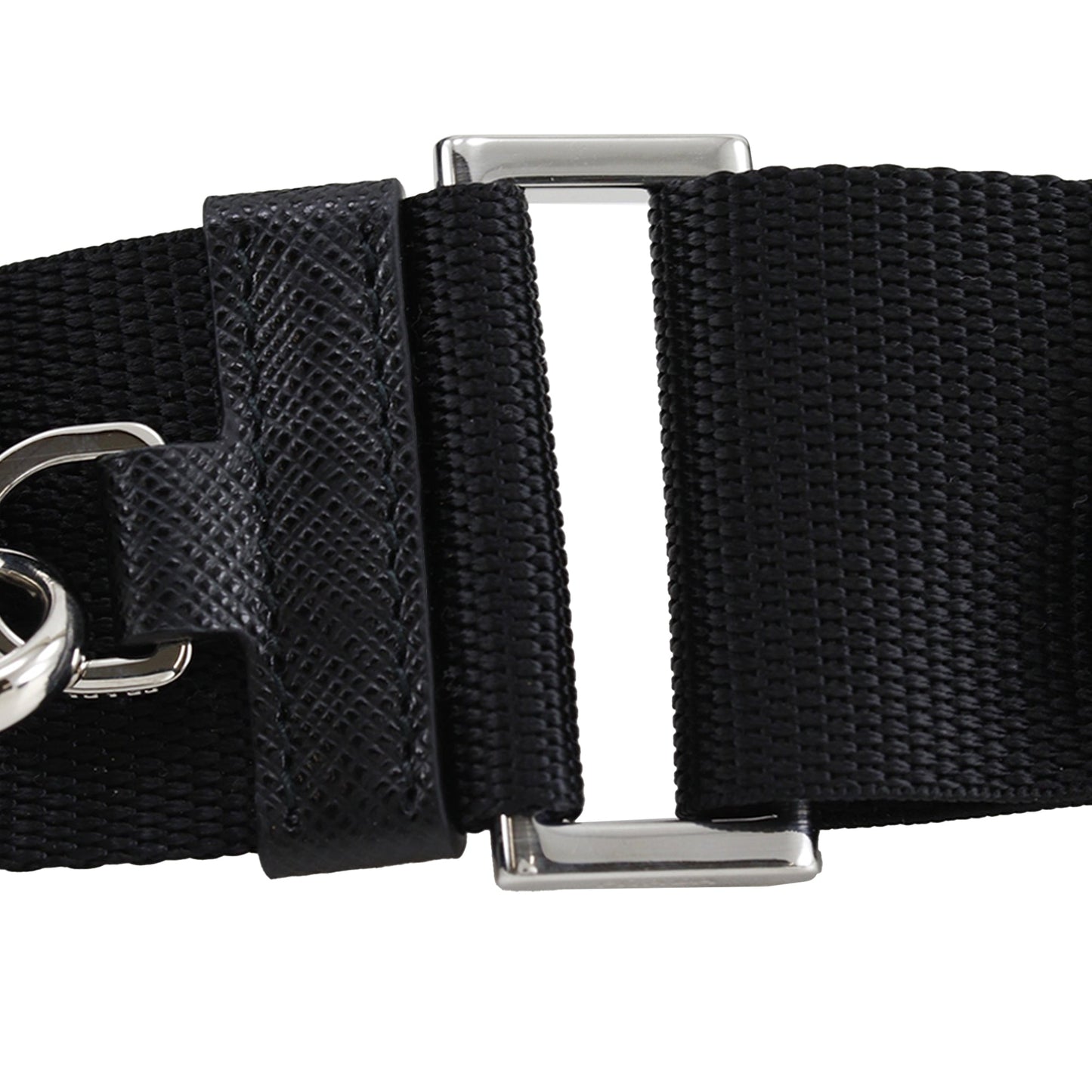 Prada Saffiano Trimmed Re Nylon Zip Double Buckle Messenger Bag