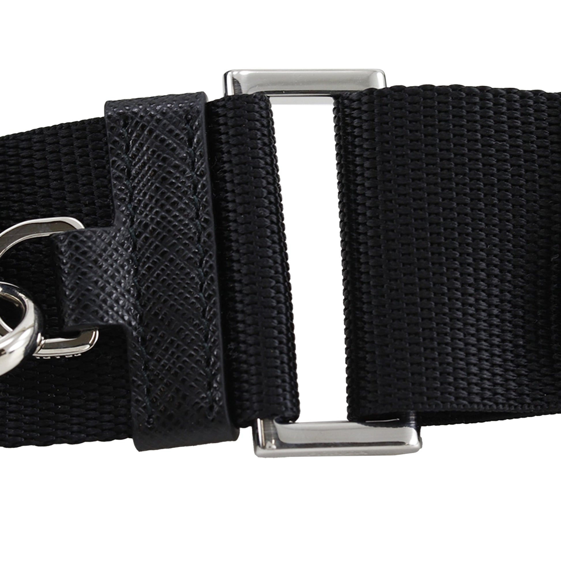 Prada Saffiano Trimmed Re Nylon Zip Double Buckle Messenger Bag