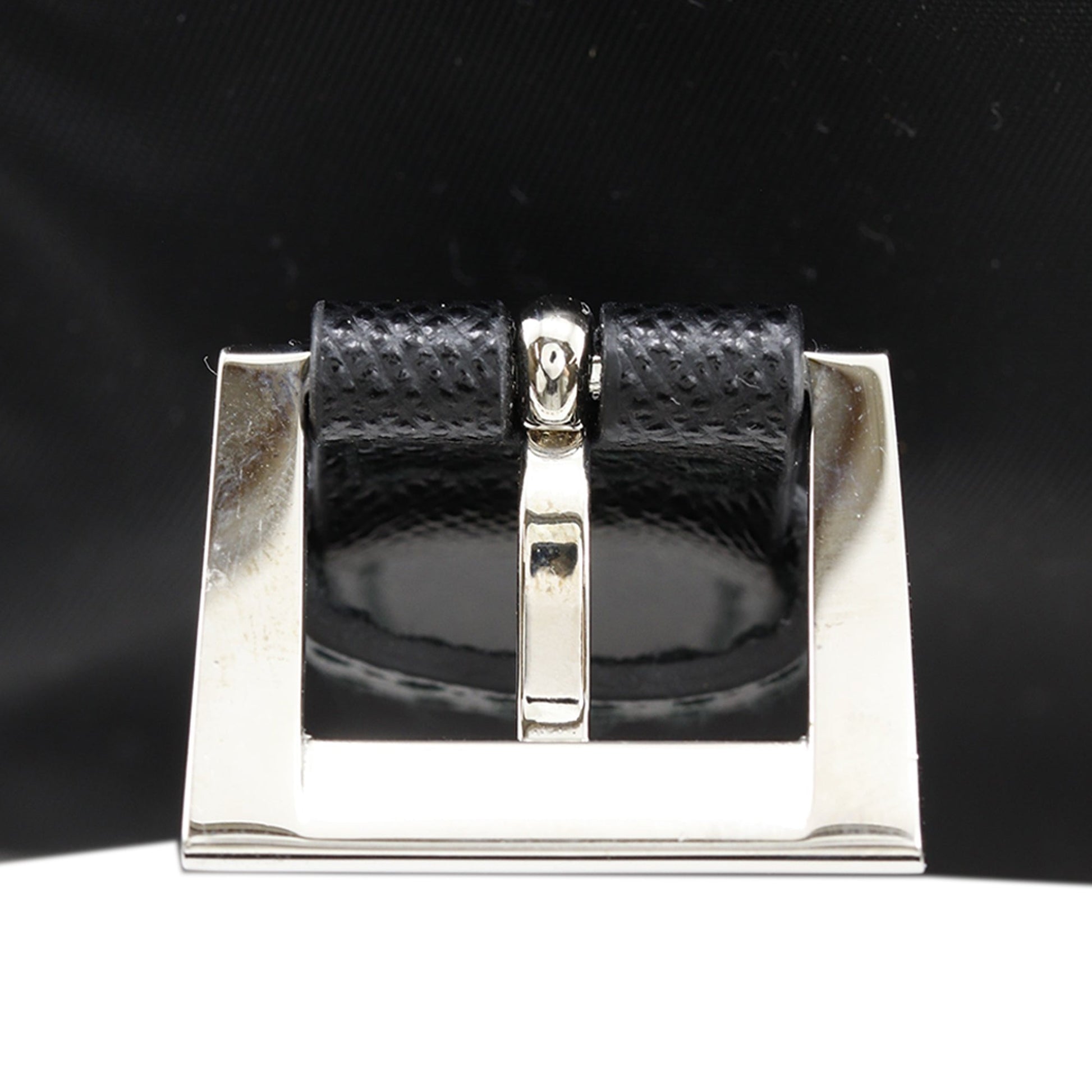 Prada Saffiano Trimmed Re Nylon Zip Double Buckle Messenger Bag