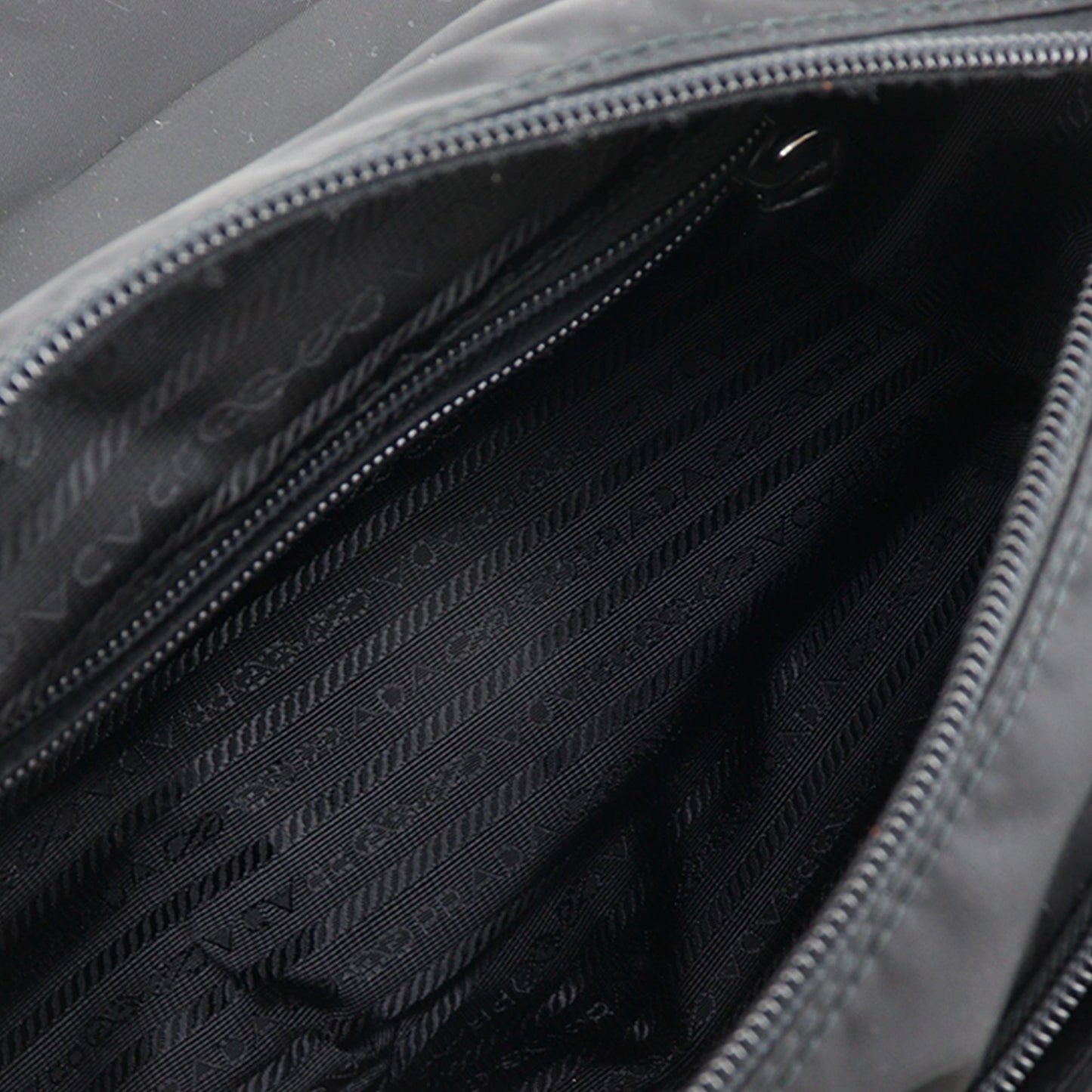 Prada Saffiano Trimmed Re Nylon Zip Double Buckle Messenger Bag