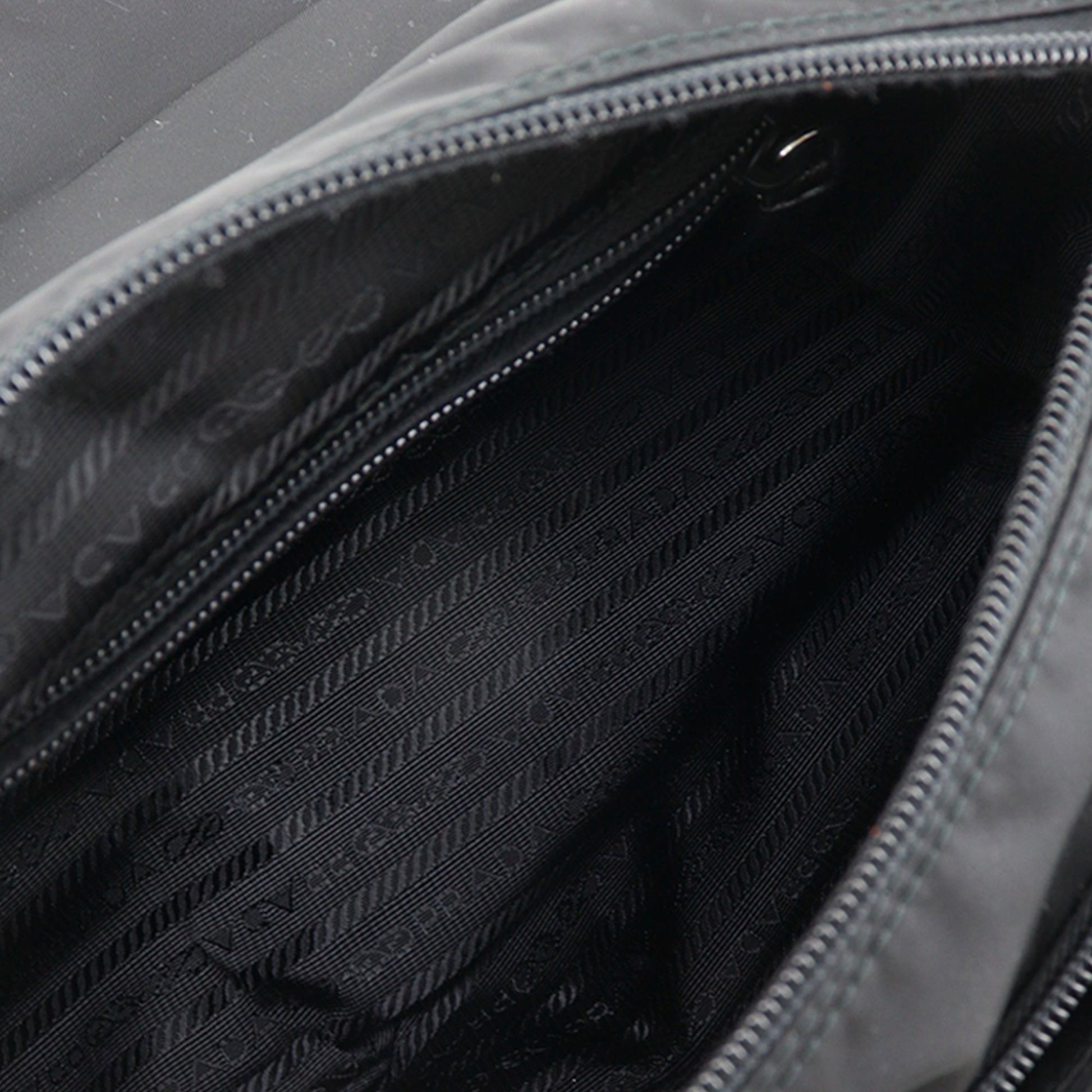 Prada Saffiano Trimmed Re Nylon Zip Double Buckle Messenger Bag