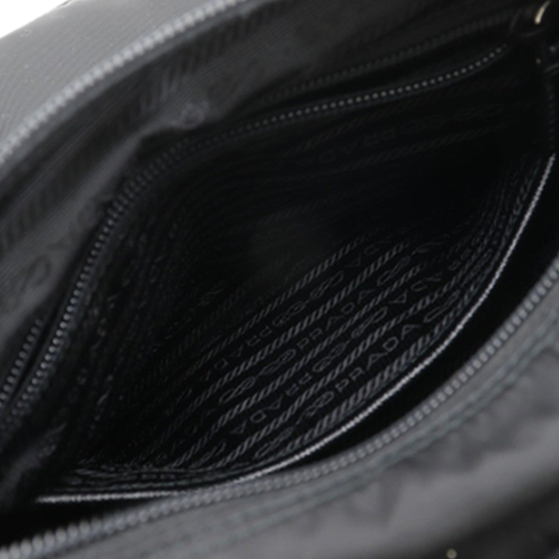Prada Saffiano Trimmed Re Nylon Zip Double Buckle Messenger Bag
