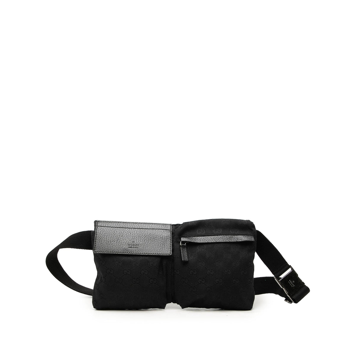 Gucci GG Canvas Double Pocket Belt Bag — Black