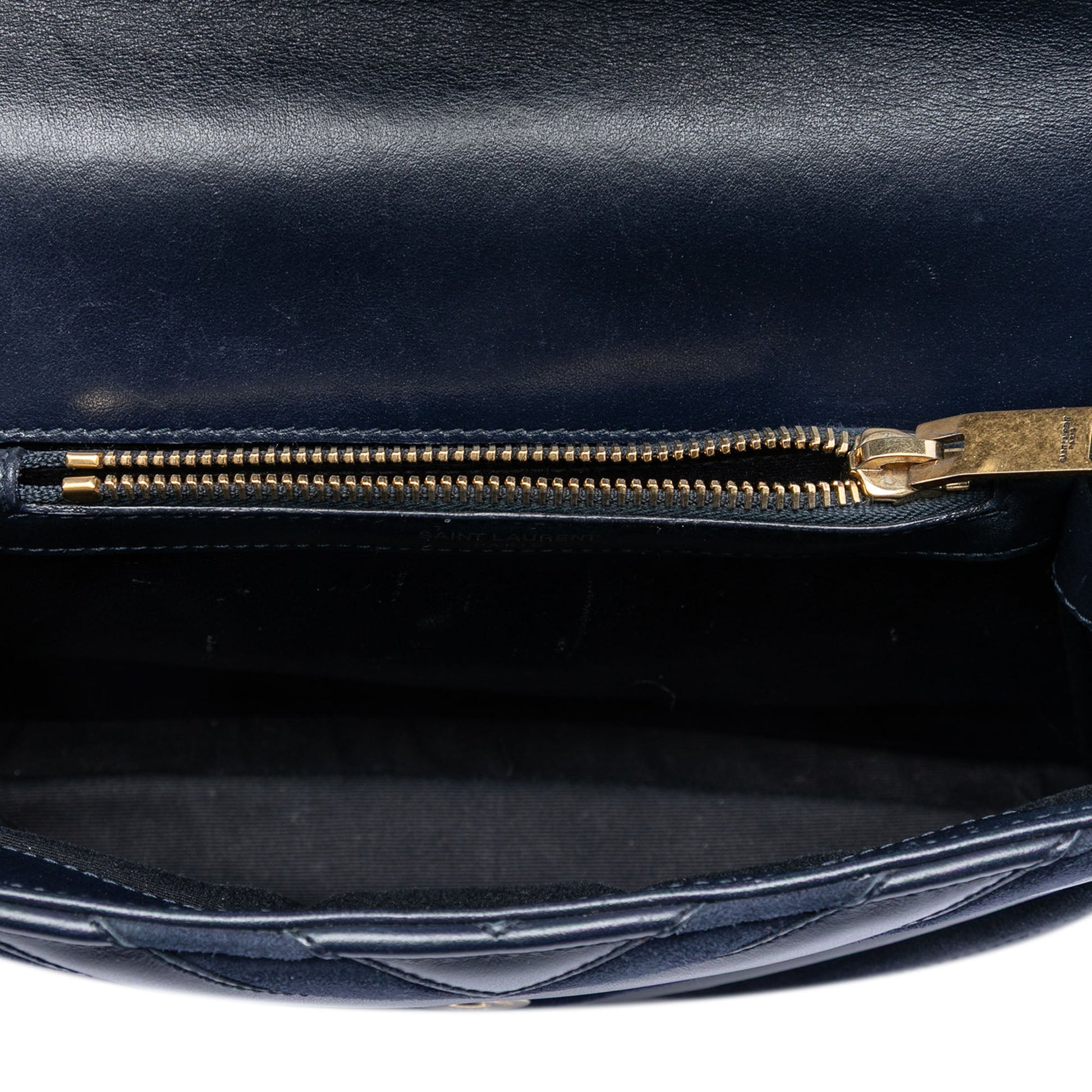 Saint Laurent Medium Calfskin and Suede Chevron Monogram College Satchel