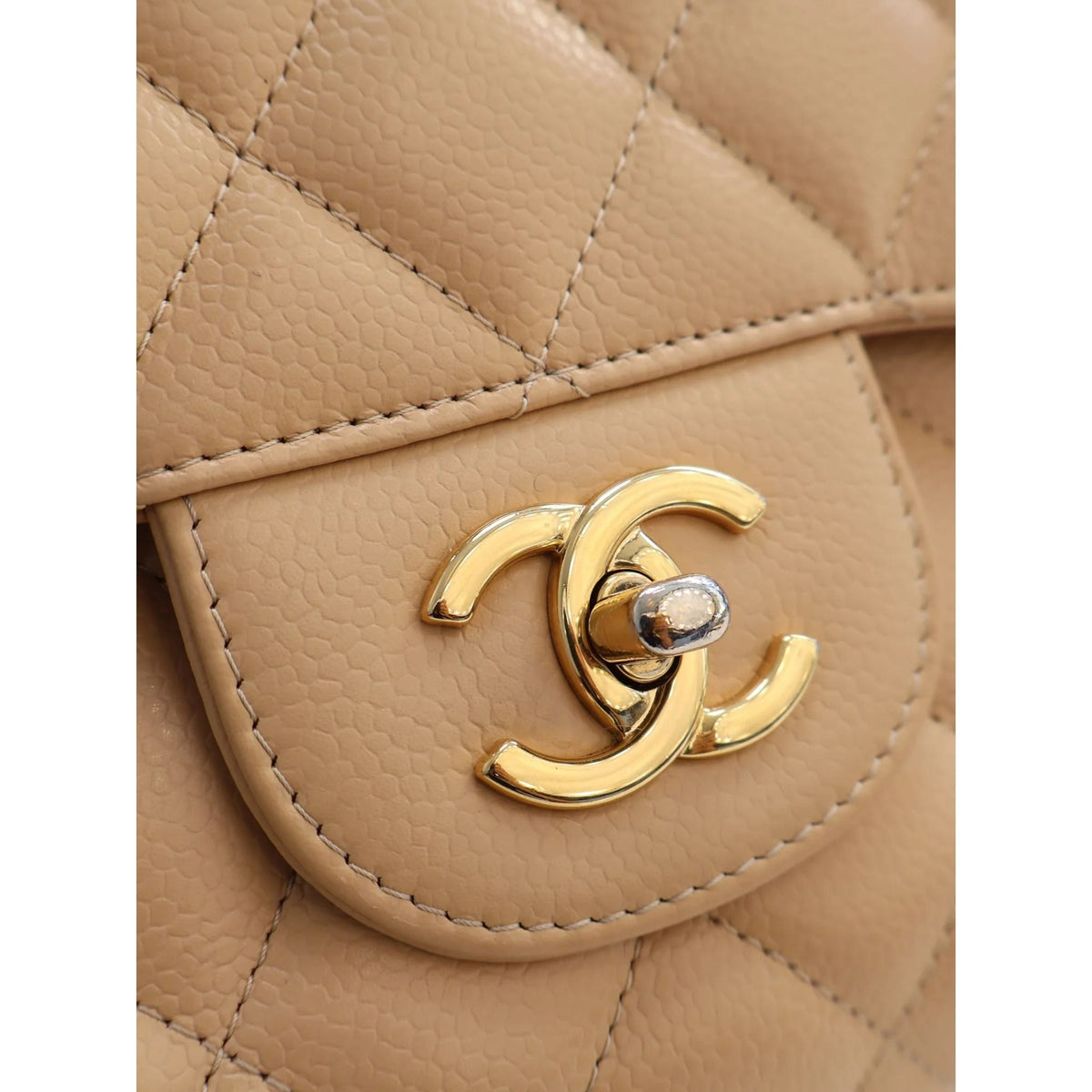 Chanel Jumbo Classic Caviar Double Flap — Beige