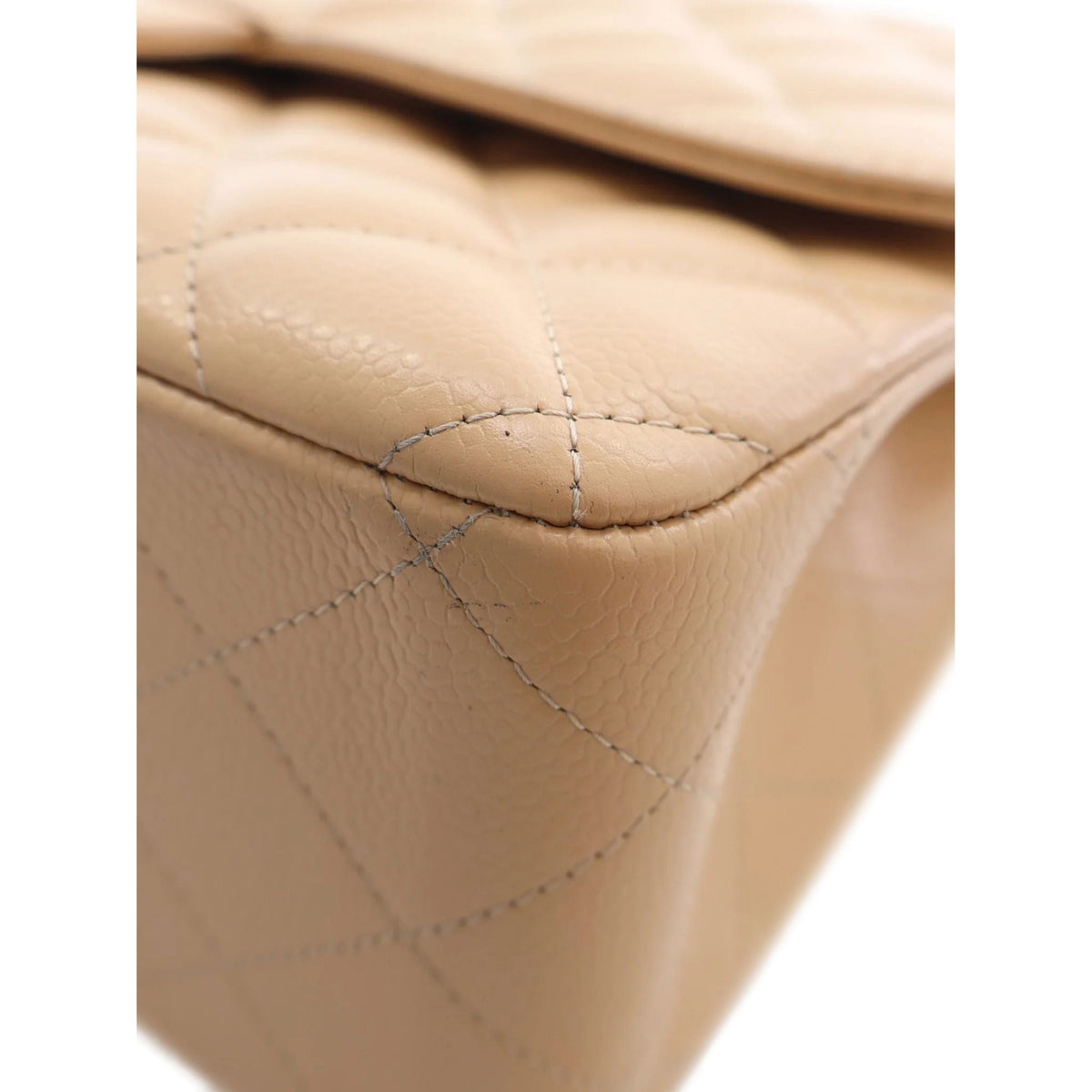 Chanel Jumbo Classic Caviar Double Flap — Beige