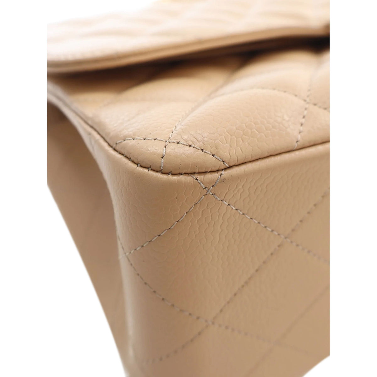 Chanel Jumbo Classic Caviar Double Flap — Beige
