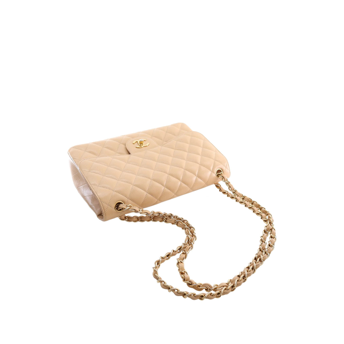Chanel Jumbo Classic Caviar Double Flap — Beige