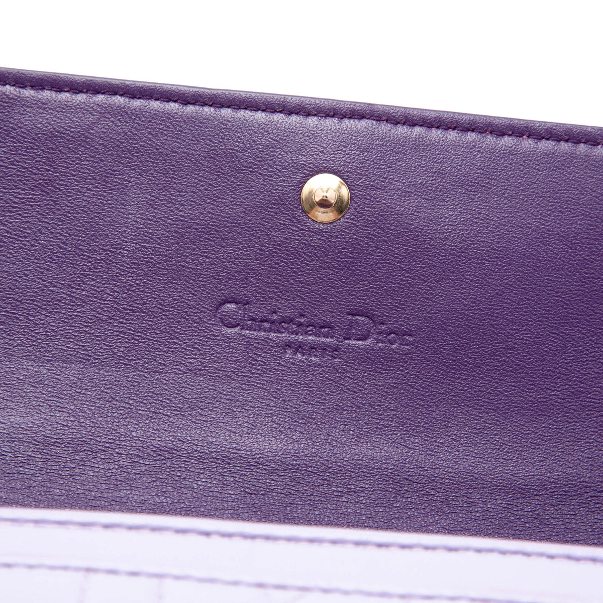 Dior Lambskin Cannage Lady Dior Wallet On Chain — Purple