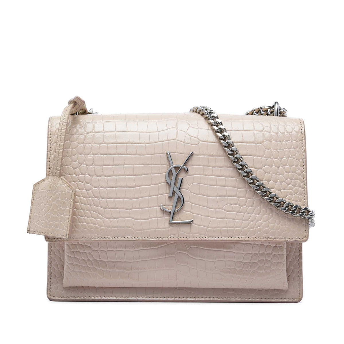 Saint Laurent Medium Croc Embossed Leather Monogram Sunset Crossbody