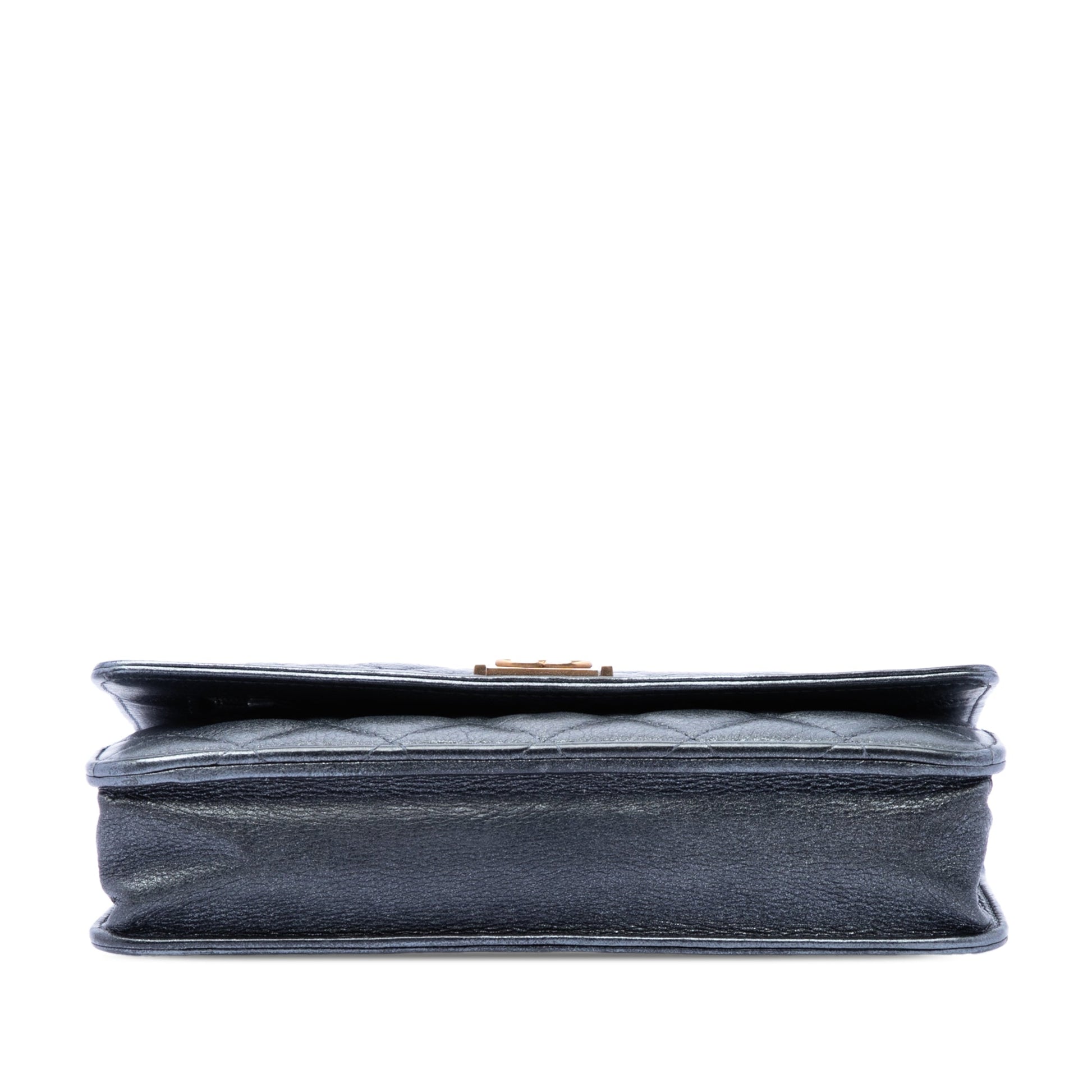 Chanel Quilted Metallic Calfskin Boy Wallet on Chain