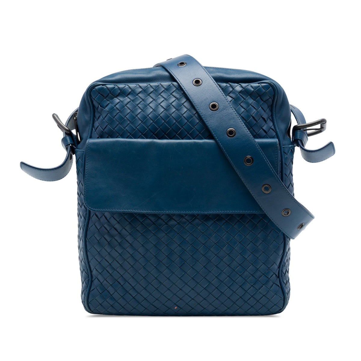 Bottega Veneta Nappa Intrecciato Messenger Bag — Blue