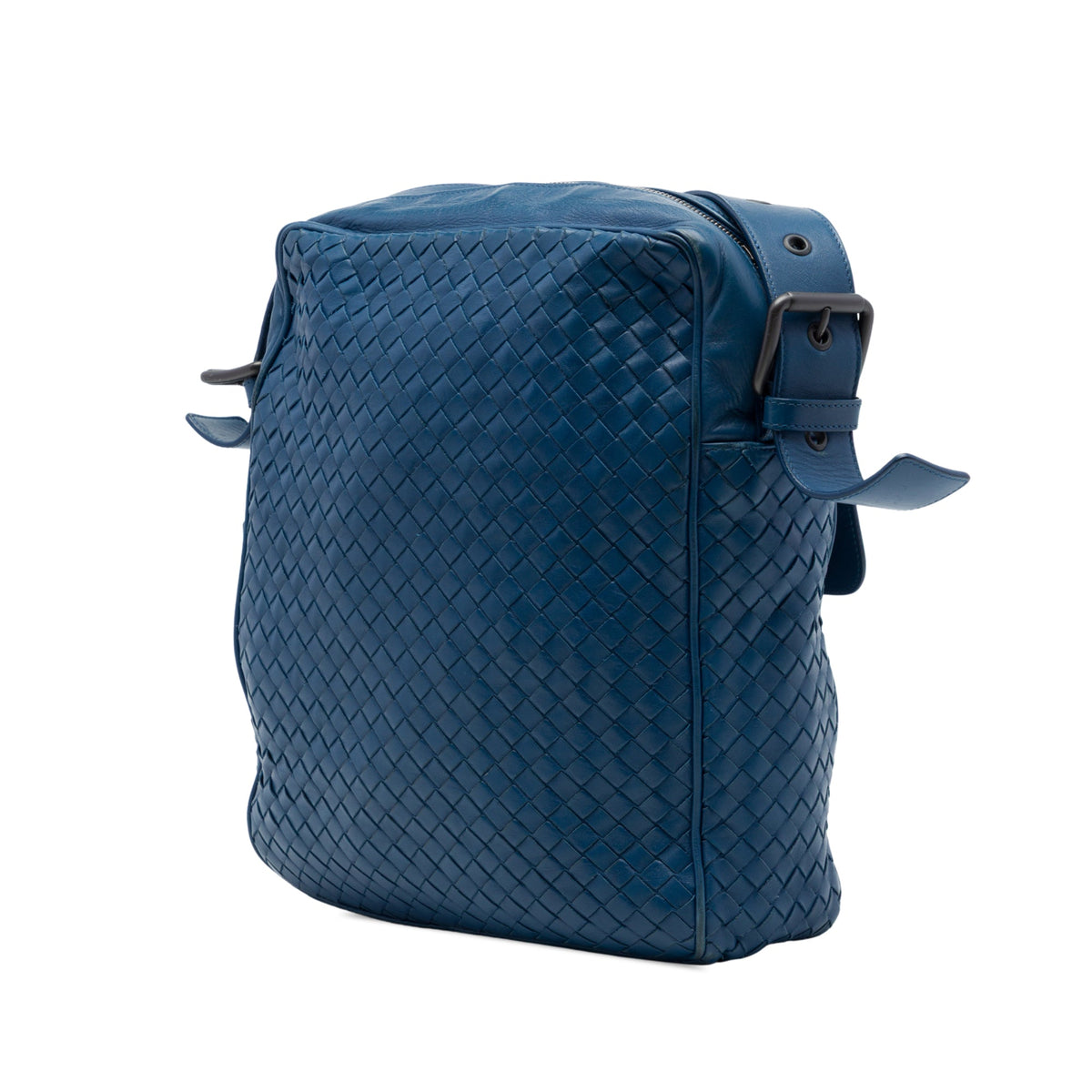 Bottega Veneta Nappa Intrecciato Messenger Bag — Blue