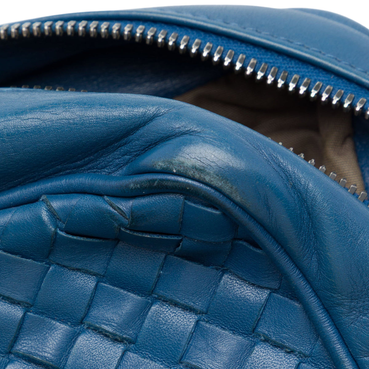 Bottega Veneta Nappa Intrecciato Messenger Bag — Blue