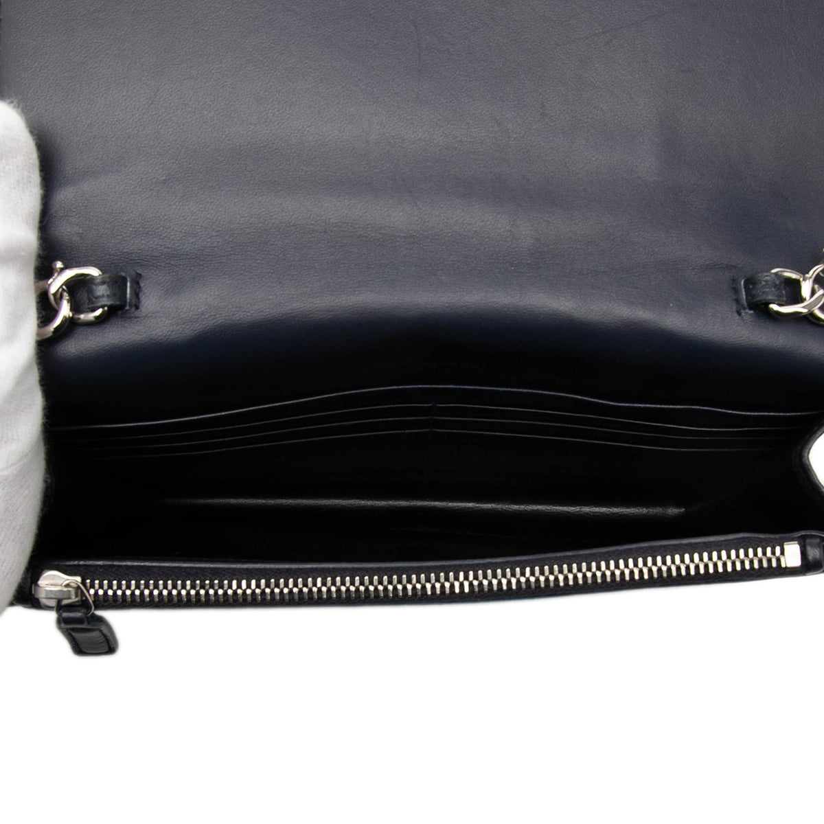 Saint Laurent Velvet Crystal Monogram Kate Tassel Wallet On Chain