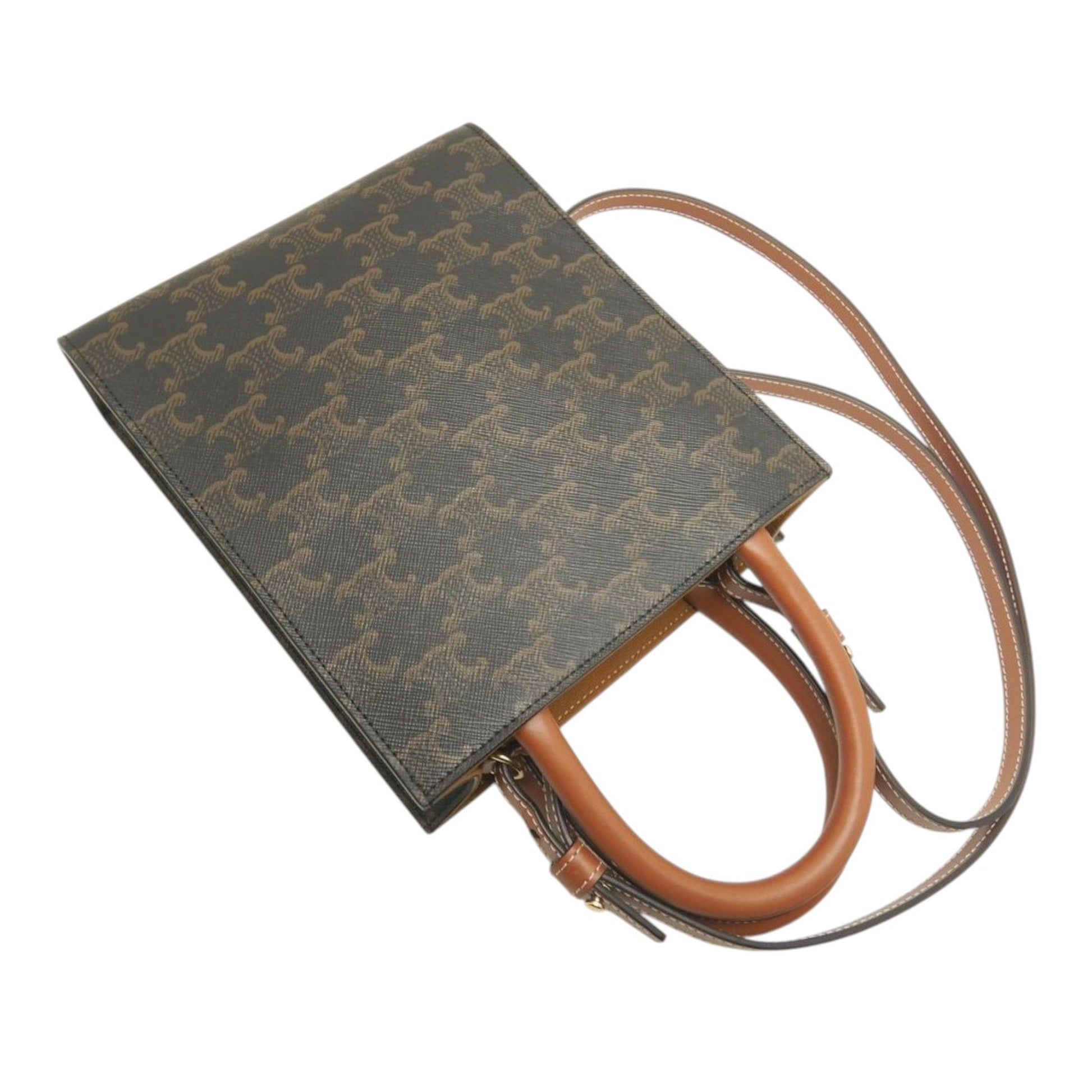 Celine Mini Triomphe Coated Canvas Vertical Cabas Satchel