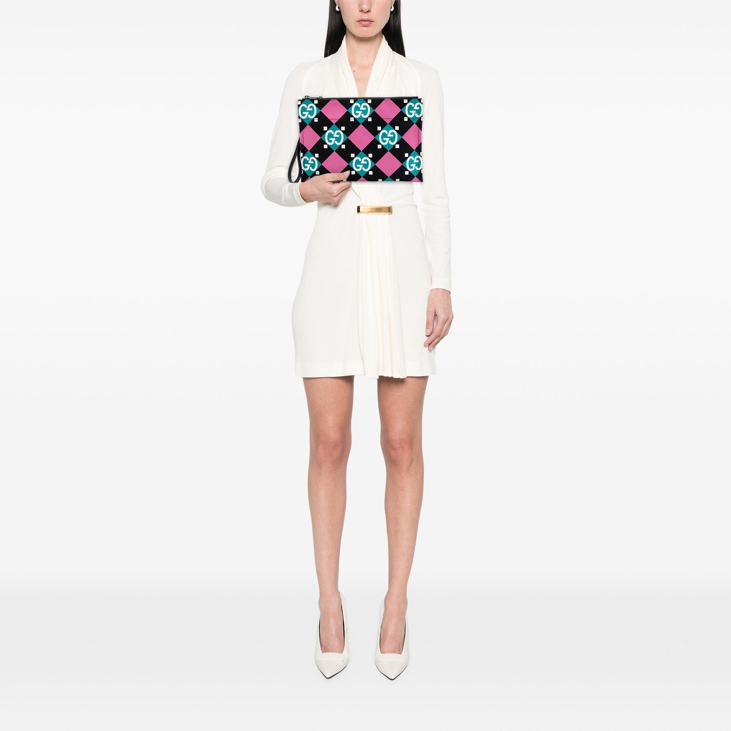 Gucci Jumbo GG Canvas Geometric Print Clutch