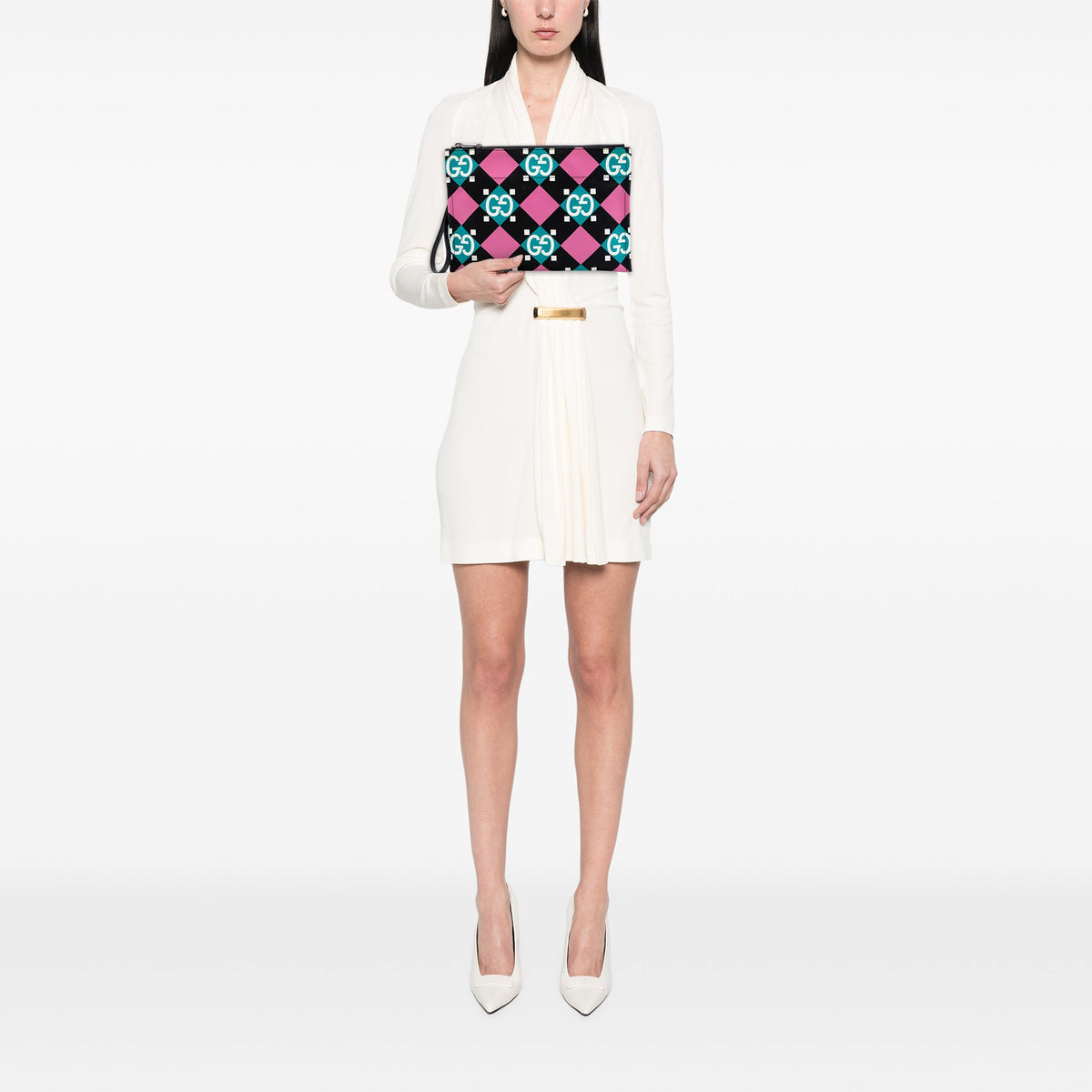 Gucci Jumbo GG Canvas Geometric Print Clutch