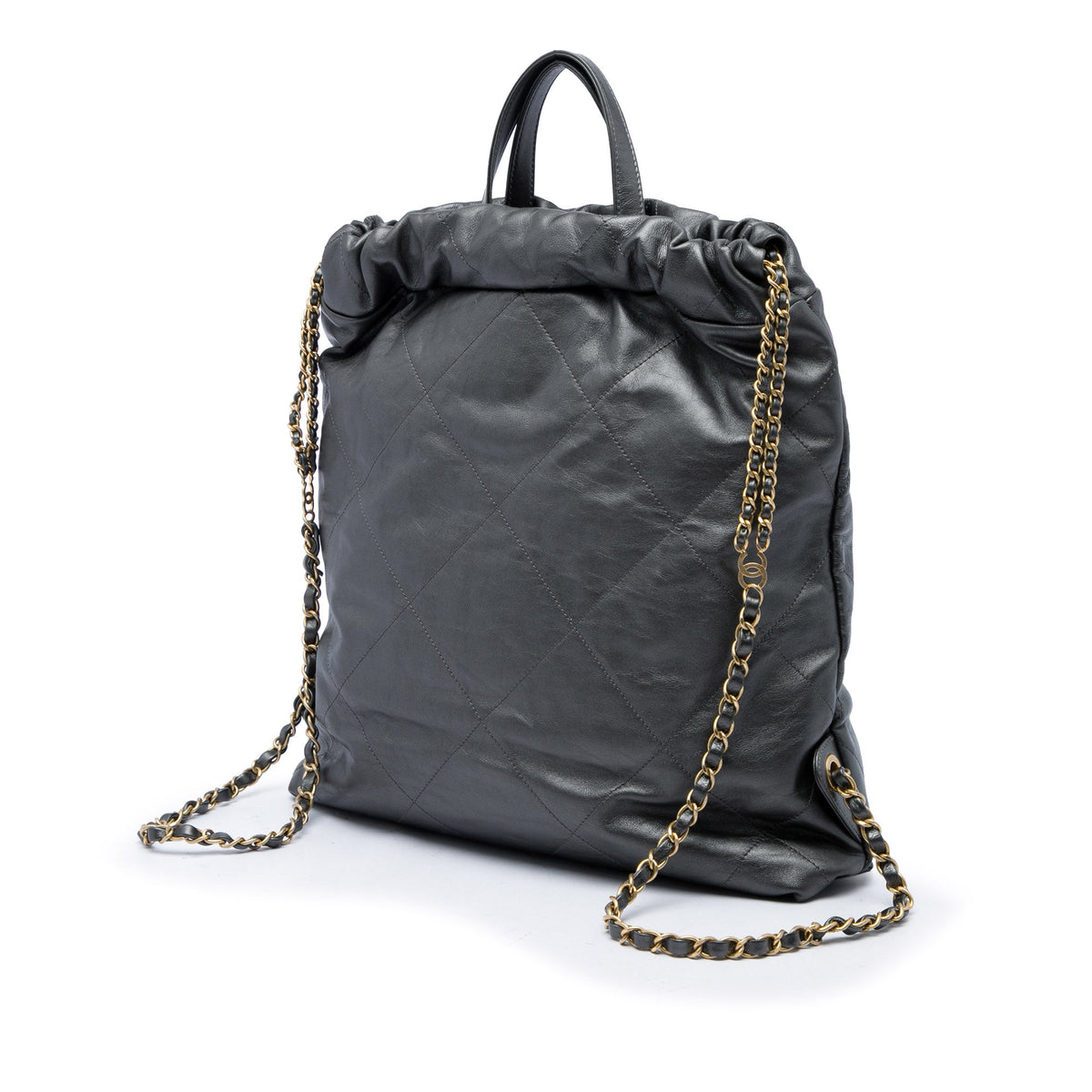 Chanel Large Quilted Shiny Calfskin 22 Backpack — Black