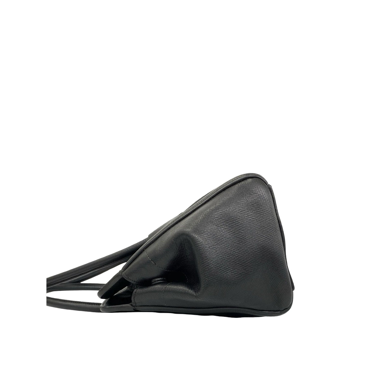 Prada Saffiano Cuir Trimmed Canapa Satchel — Black
