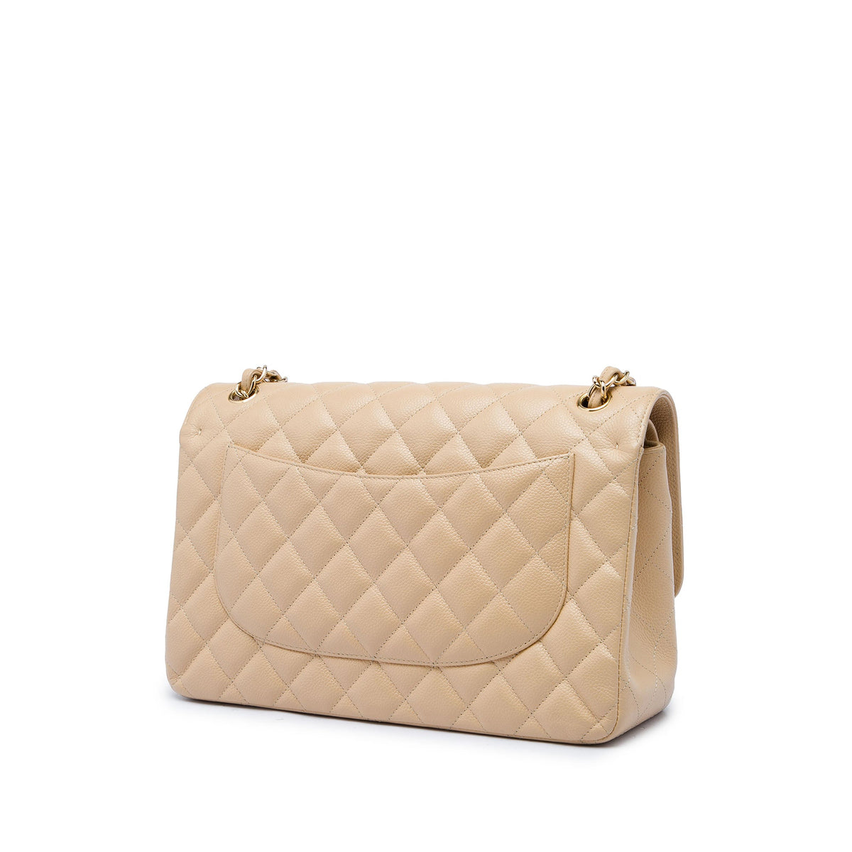 Chanel Jumbo Classic Caviar Double Flap — Beige