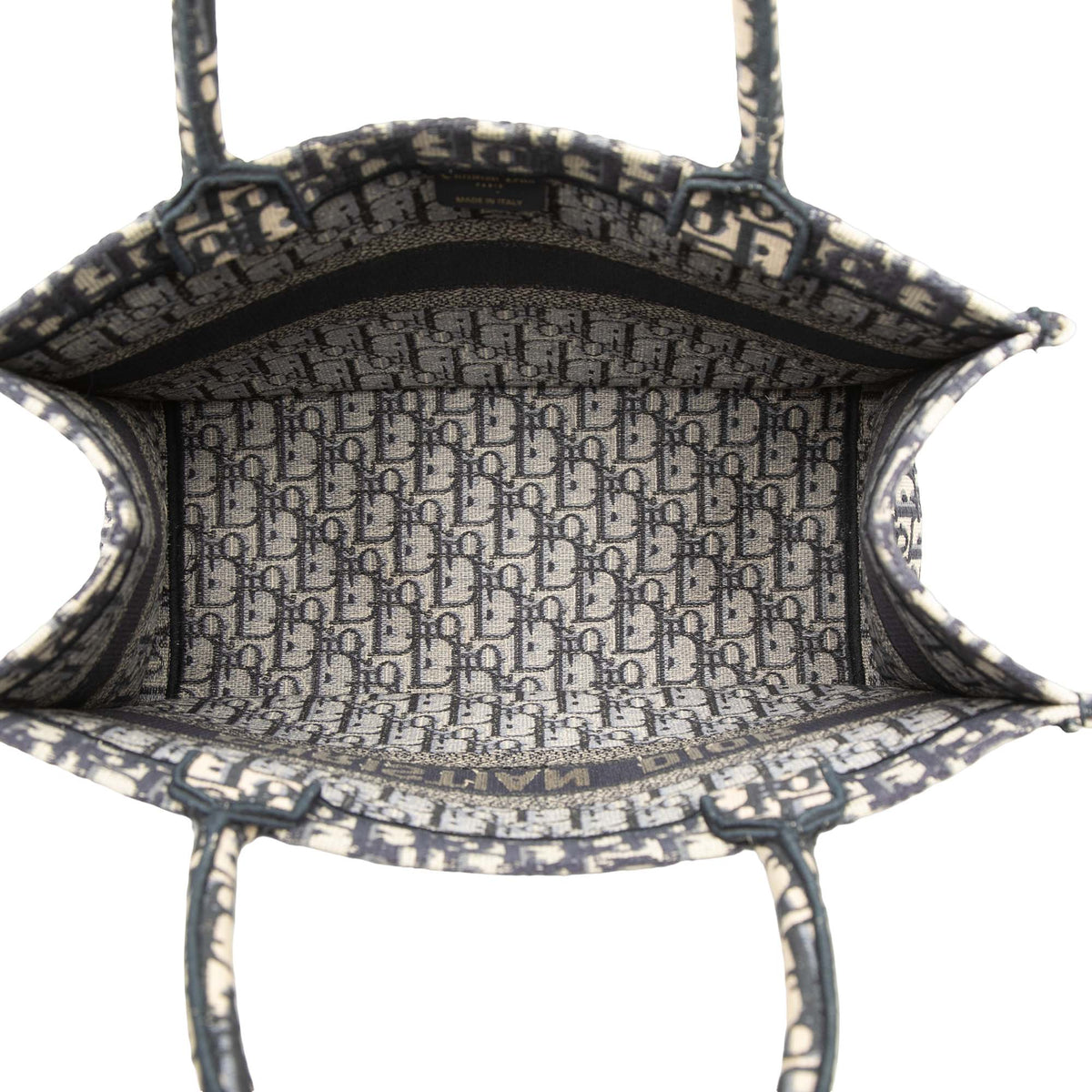 Dior Medium Oblique Embroidered Canvas Book Tote — Blue