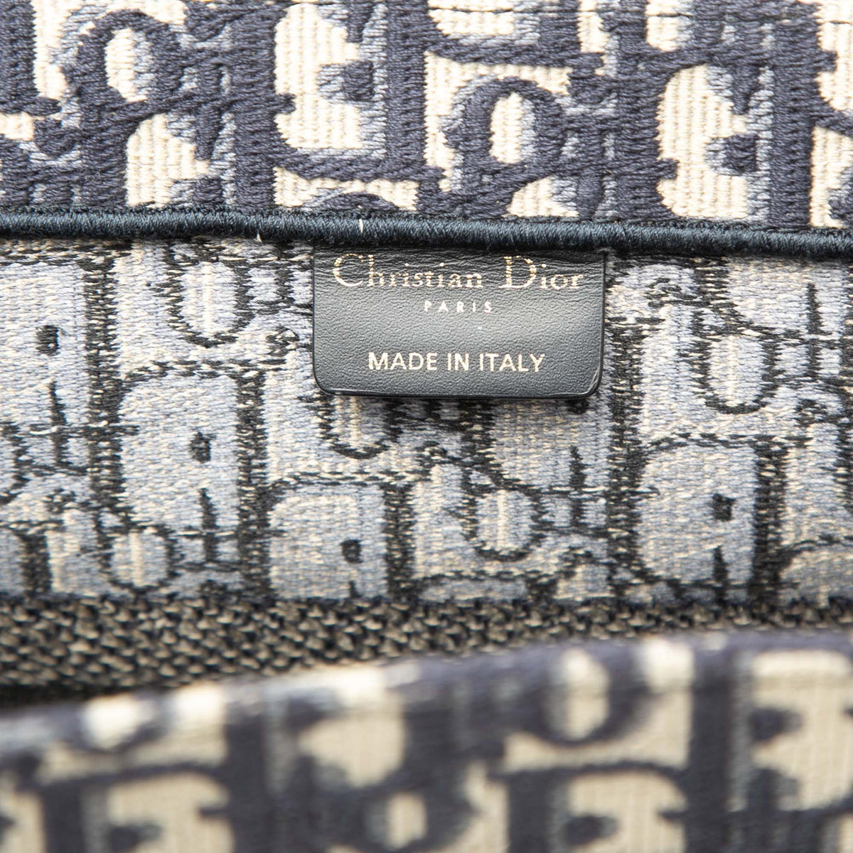 Dior Medium Oblique Embroidered Canvas Book Tote — Blue
