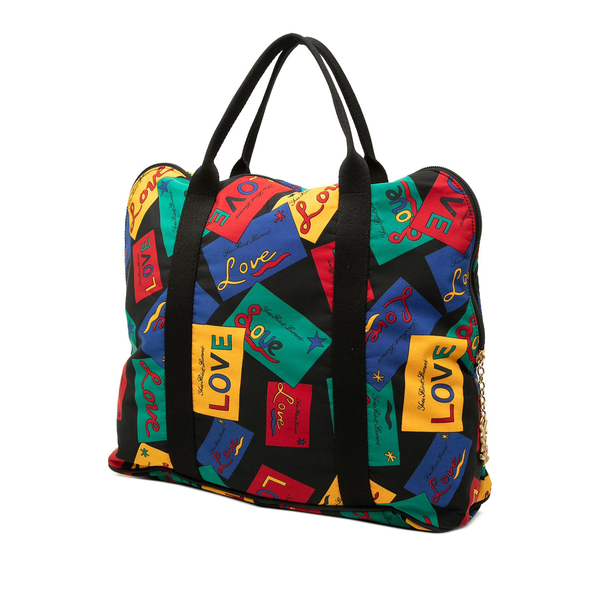 Saint Laurent Printed Nylon Love Card Tote — Black