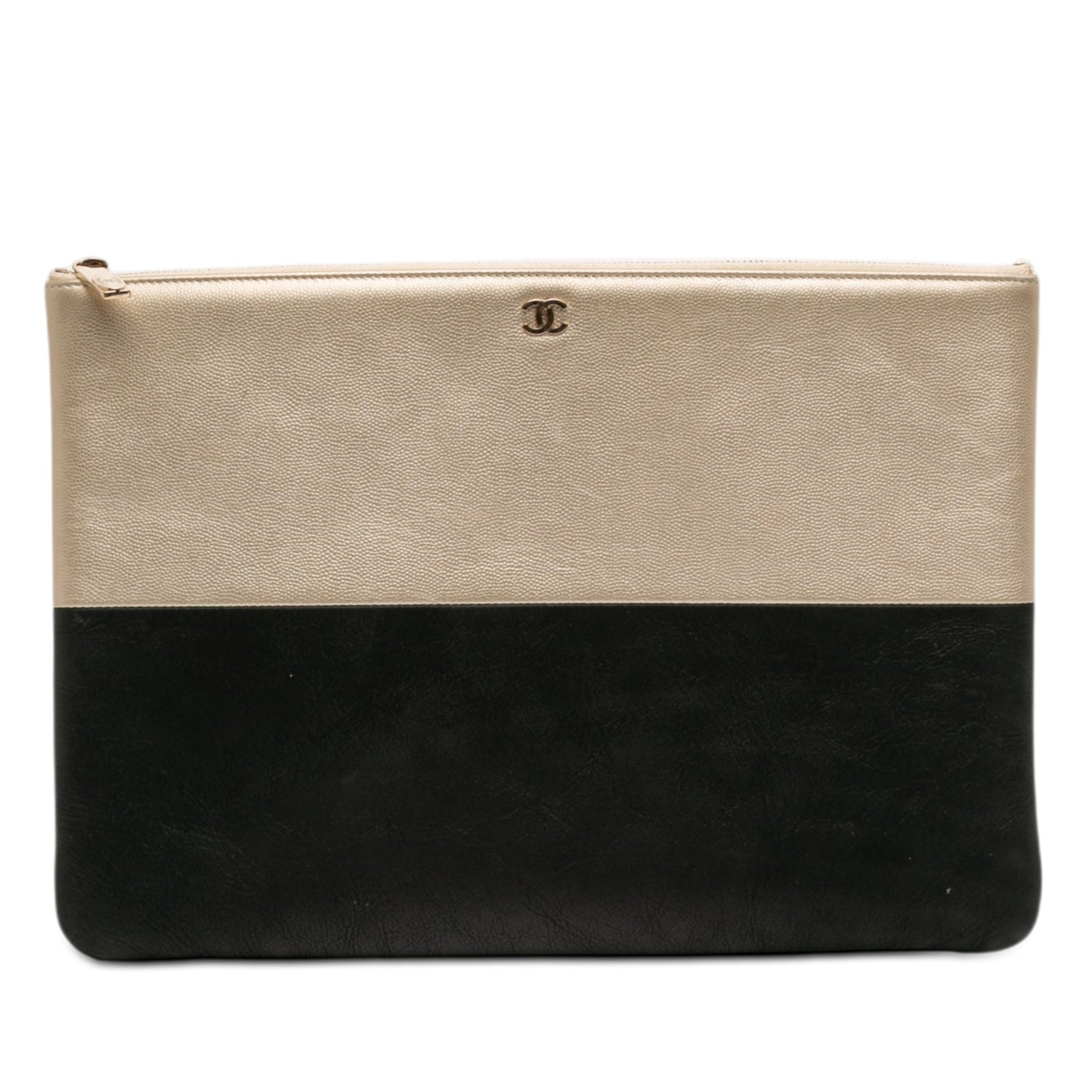 Chanel Large Bicolor Caviar and Iridescent Calfskin O Case Clutch