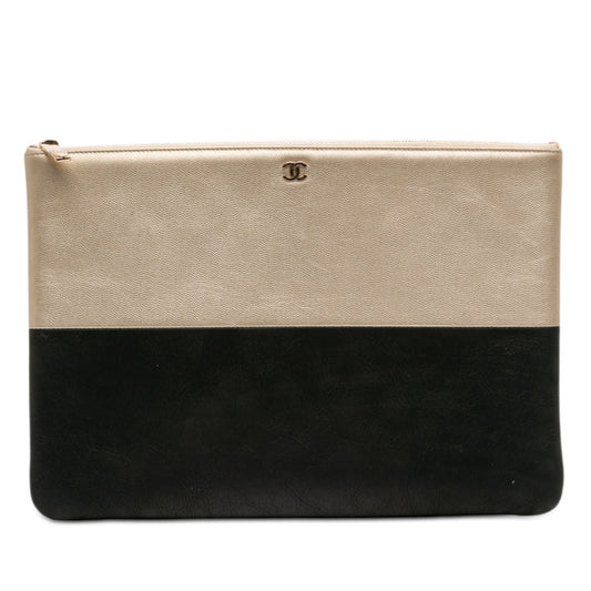 Chanel Large Bicolor Caviar and Iridescent Calfskin O Case Clutch