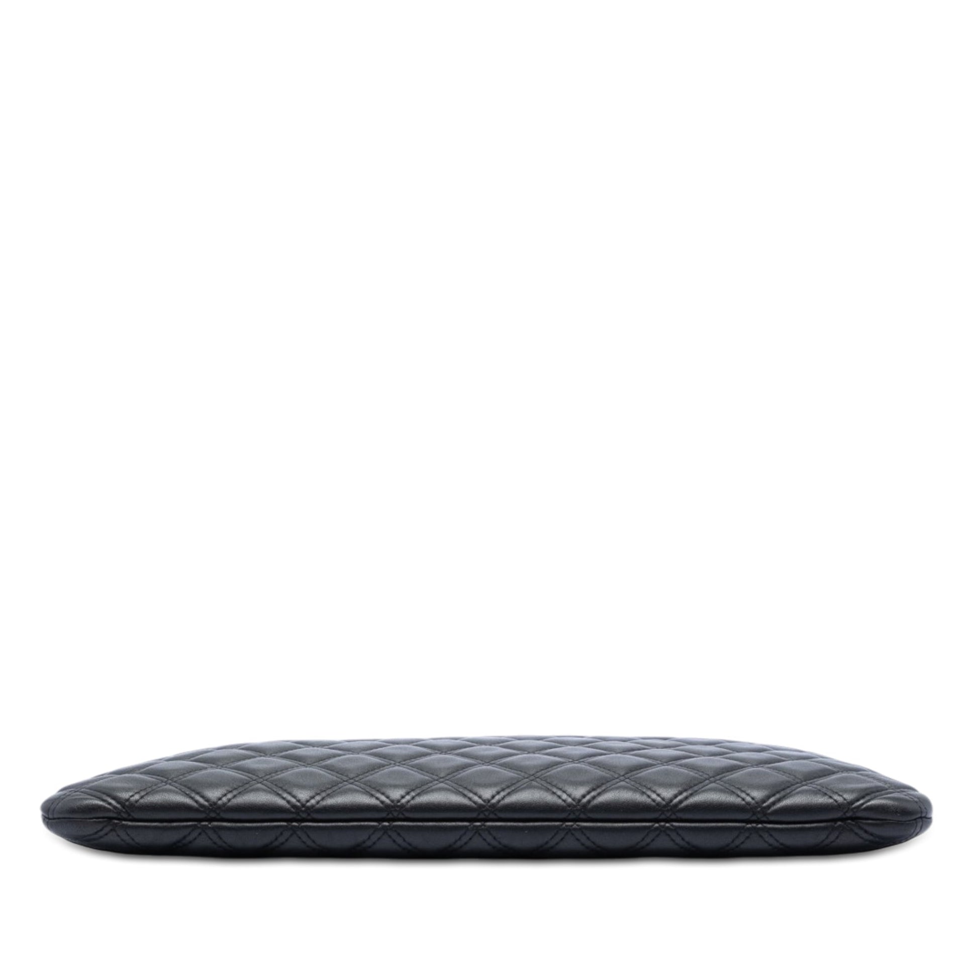 Chanel Large Quilted Lambskin Double Stitch O Case Clutch