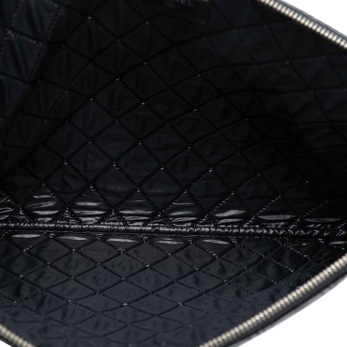 Chanel Large Quilted Lambskin Double Stitch O Case Clutch